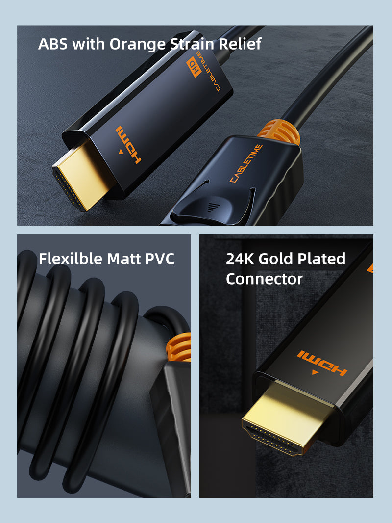DisplayPort to HDMI Cable 4K 60Hz, 6ft DP to HDMI Male to Male Cord for PC, Laptop, Monitor, TV - Perfect for Gaming, Home Theater, and Office Setup