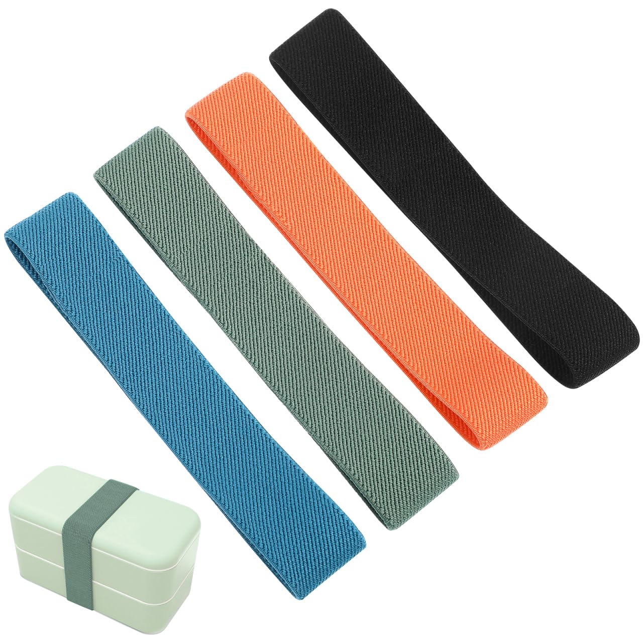 DOITOOL 4-Pack Reusable Nylon Lunch Box Straps - Secure Food Containers for Travel, Picnics & Meal Prep - Elastic Bands for Tightly Wrapping Lunch Boxes & Food Storage Containers