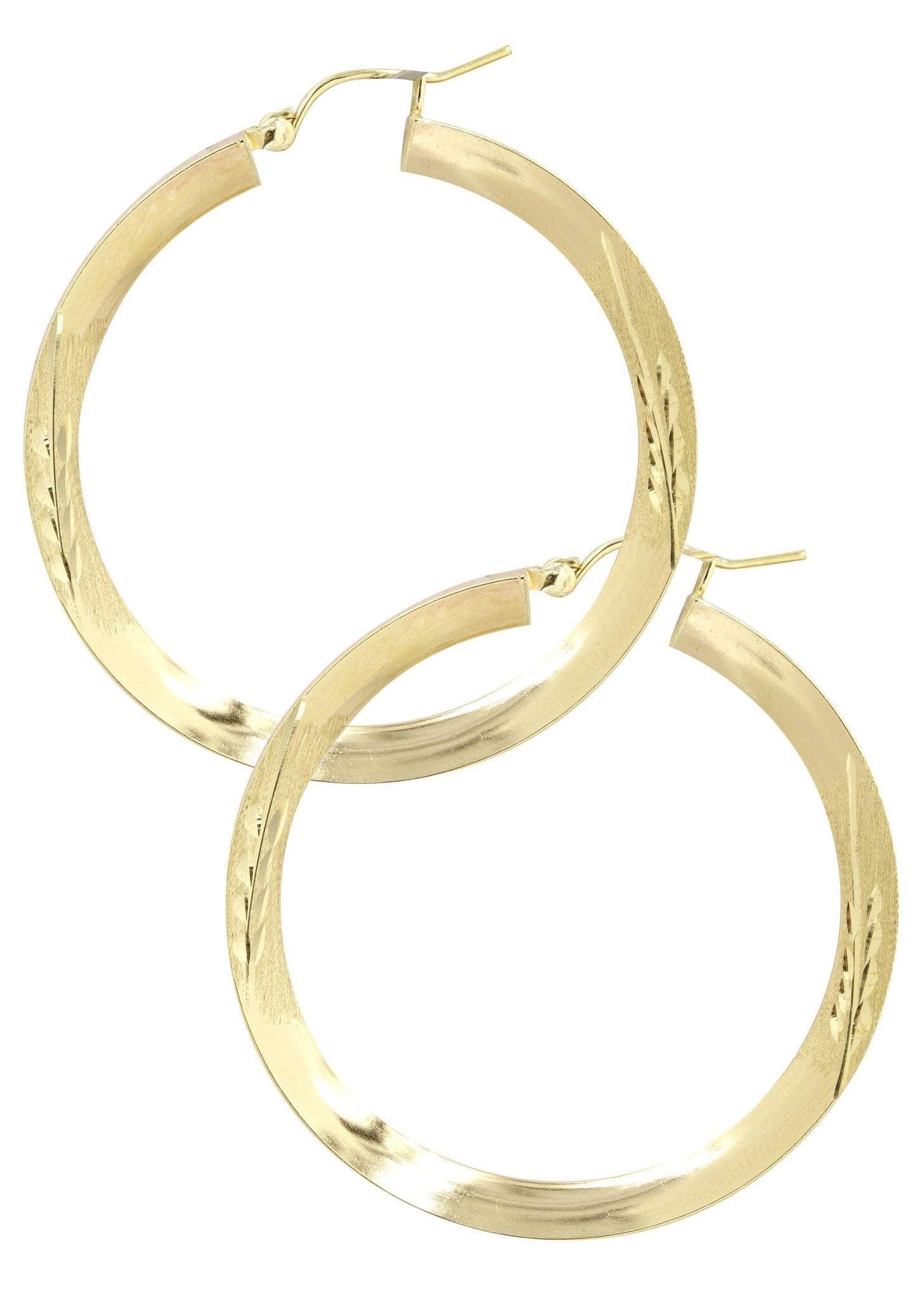 10K Gold Diamond Cut Hoop Earrings for Women - Adjustable Size (14K, 18K Available) | Perfect for Everyday Wear, Parties & Special Occasions