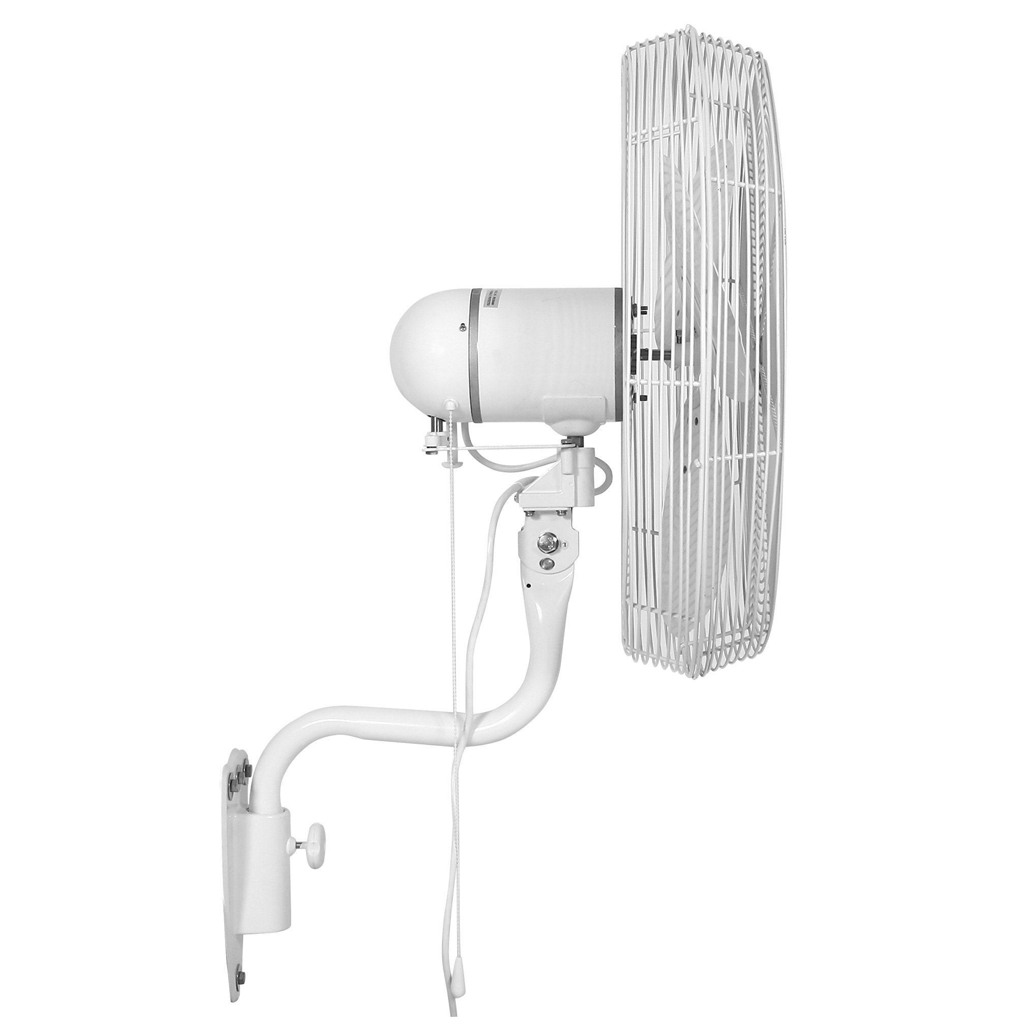 DURAFAN 24 Inch Wall Mount Oscillating Fan - White - Indoor Outdoor Use for Home, Garage, Patio & Workshop Cooling