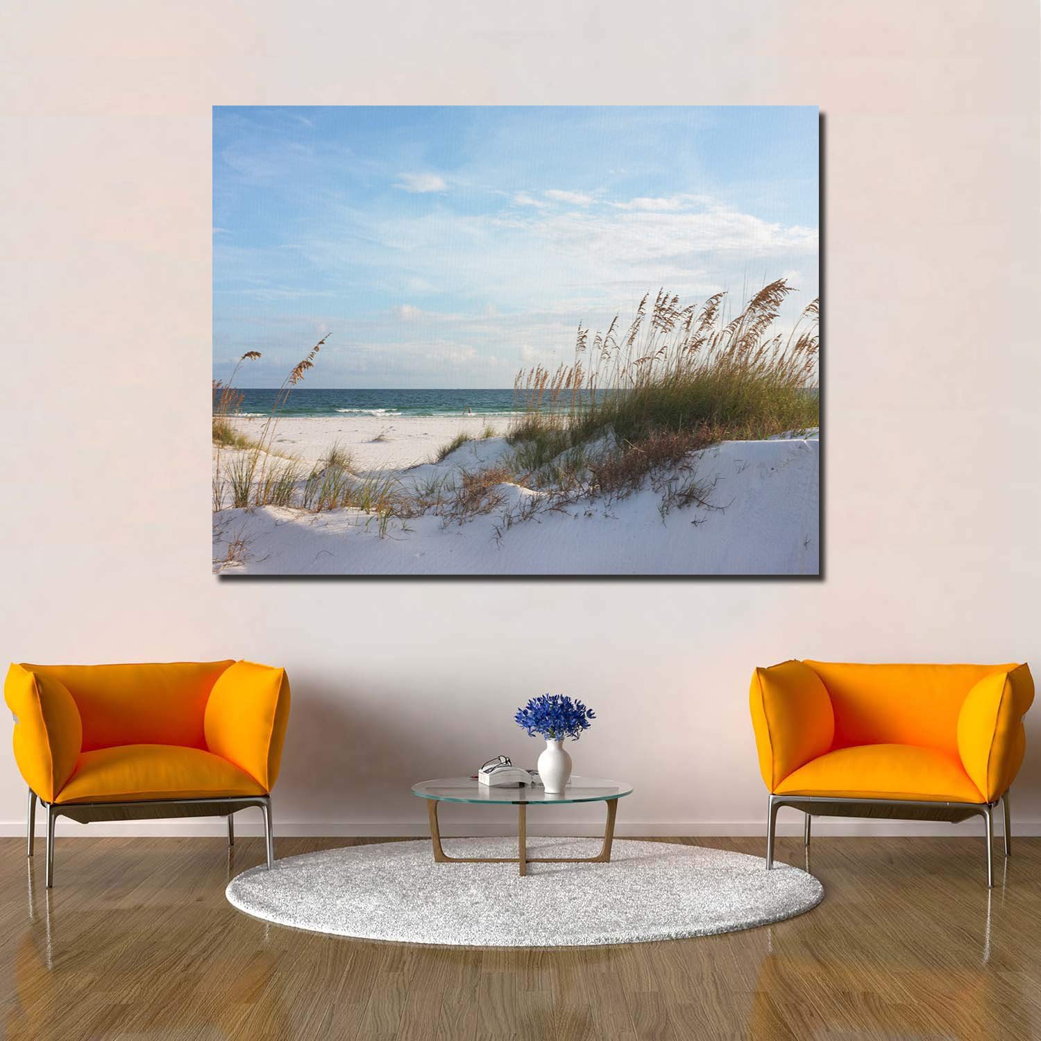 Stretched Canvas Wall Art - 24x36 Inch Modern Beach Painting, Framed Ready to Hang - Coastal Decor for Living Room, Bedroom & Office - Ocean Themed Home Decor