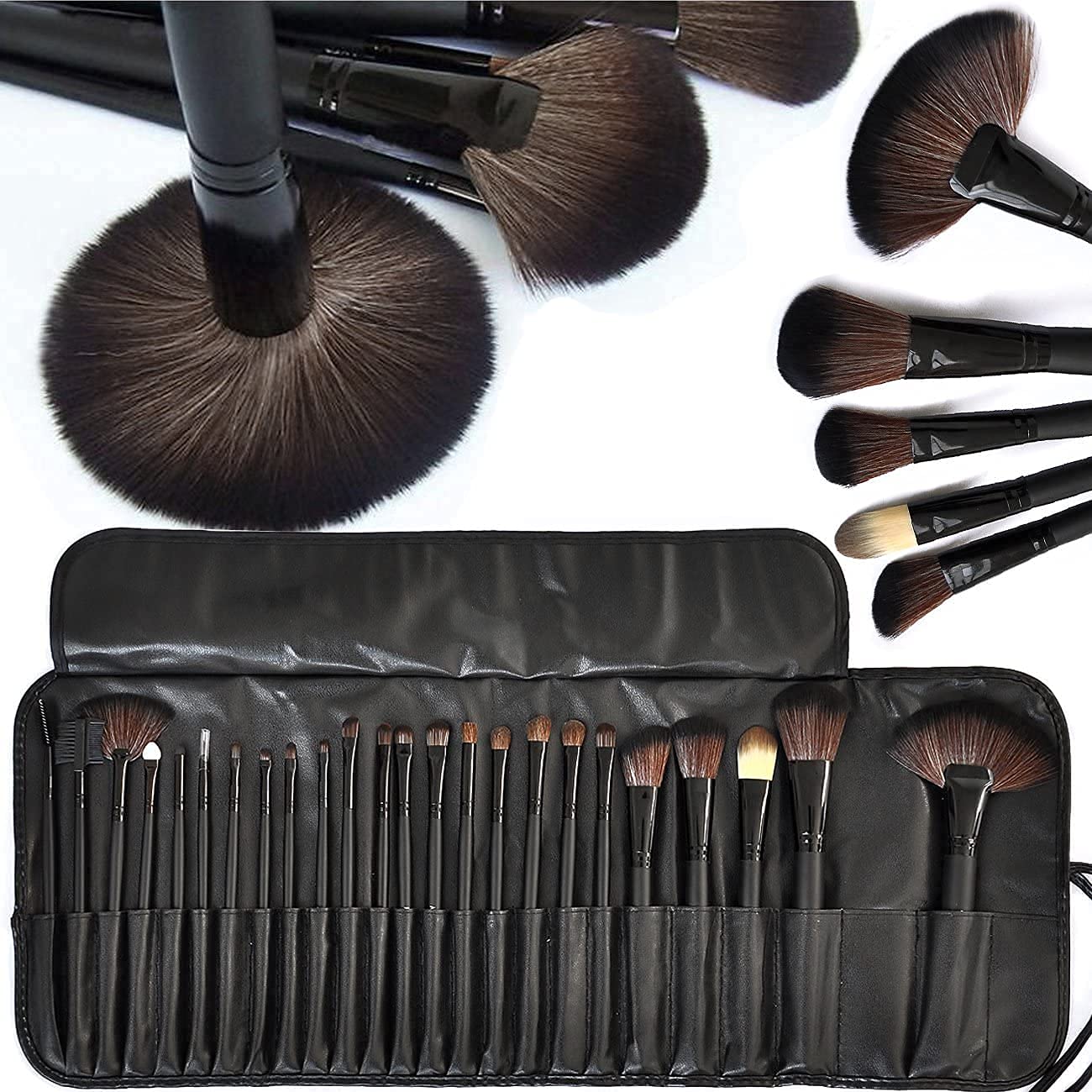 CIVAKI Professional 24-Piece Makeup Brush Set with Leather Storage Pouch & Premium Wooden Handles - Perfect for Makeup Artists, Beginners, and Everyday Beauty Routine