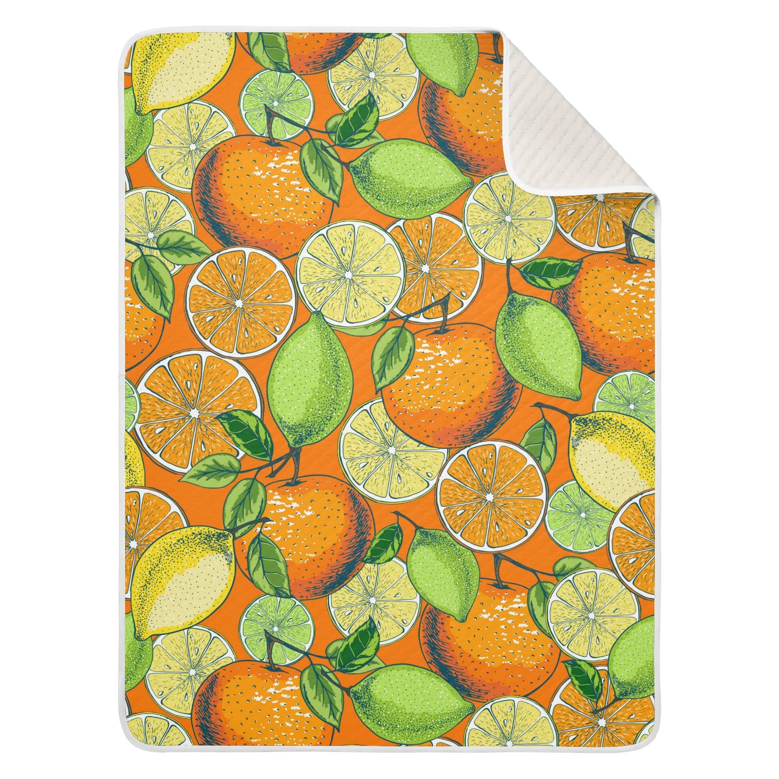 JIPONI Super Soft & Warm Baby Blanket - Vintage Lemon Lime Orange Design, Personalized for Boys & Girls, 30x40 Inch - Perfect for Nursery, Swaddling, Stroller & Photo Shoots
