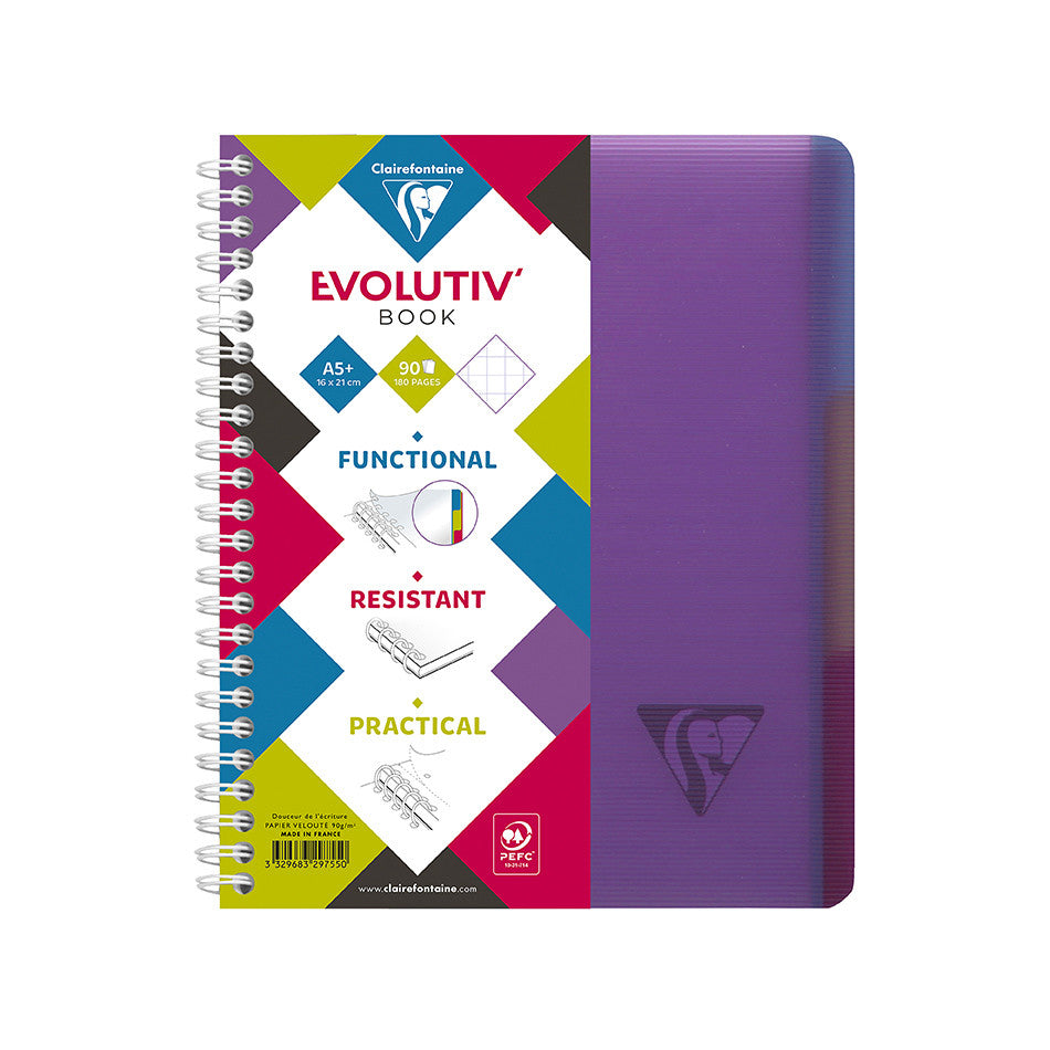 Clairefontaine Linicolor Wirebound Notebook A5 - Premium Lined Journal with Removable Divider for School, Office & Creative Writing | Durable Spiral Binding, Smooth Paper, Perfect for Note Taking & Sketching