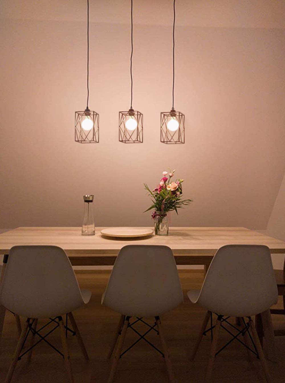 Kiven H Track Lighting Pendant - Elegant Metal Cage Pendant Light with Clear Glass Shade, 3-Light Industrial Style Fixture for Kitchen Island, Dining Room & Living Room Lighting