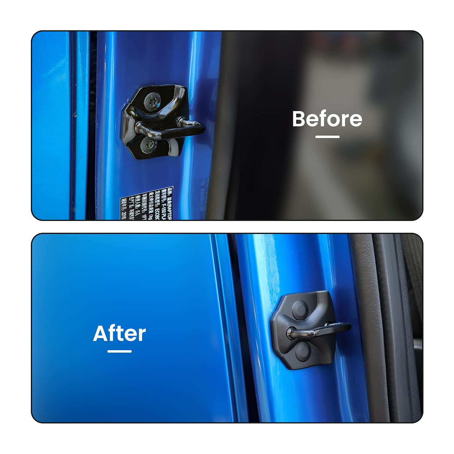 Voodonala ABS Car Door Lock Cover & Hinge Protector - Anti-Rust Door Lock Cover for Ford F150 2015-2023 Models (4-Piece Set) - Perfect for Off-Roading, Winter Protection & Vehicle Maintenance
