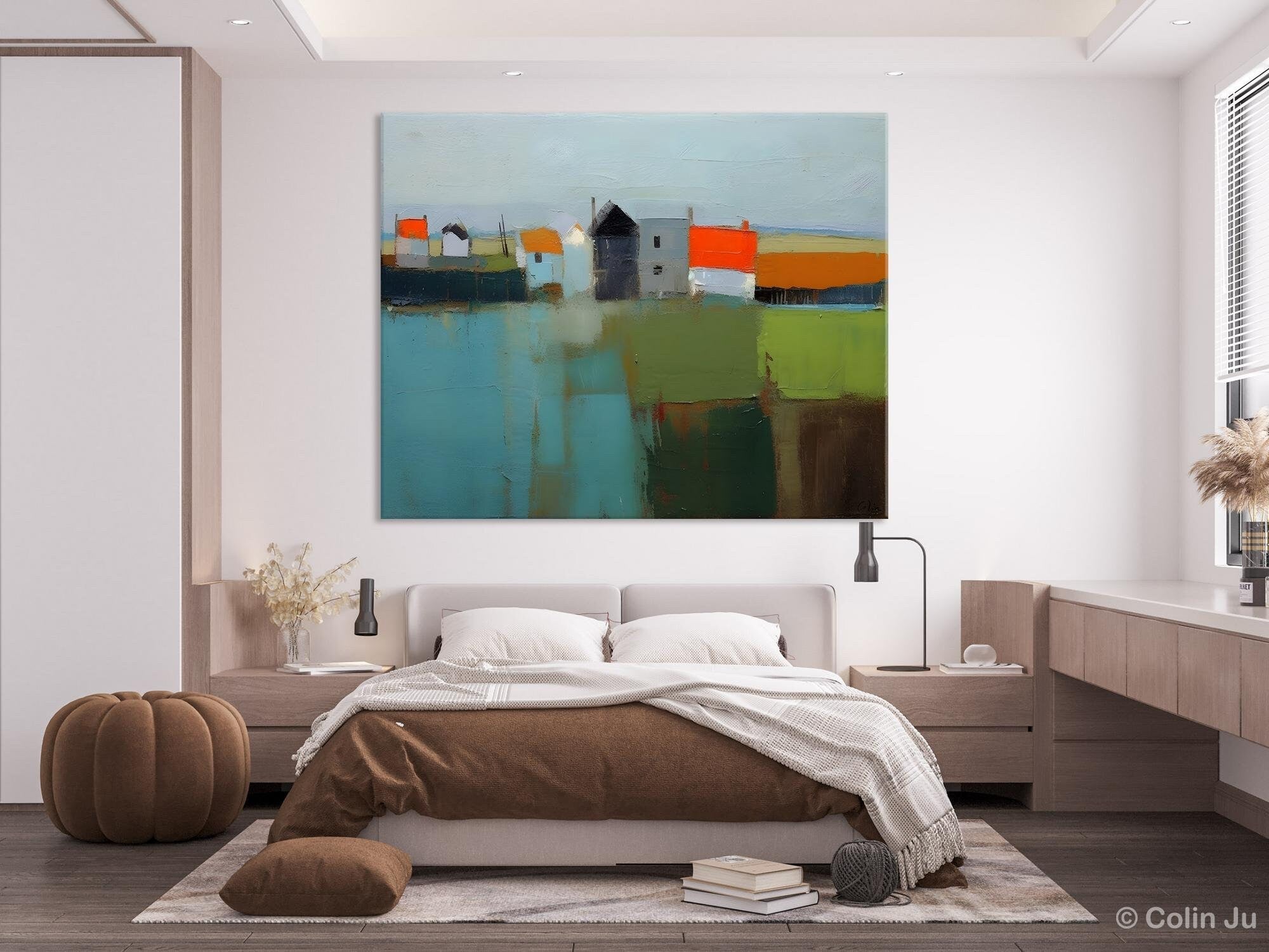 Extra Large Abstract Landscape Canvas Painting - Handmade Original Wall Art for Living Room, Bedroom & Office Decor | Modern Acrylic Artwork for Home & Office Interior Design