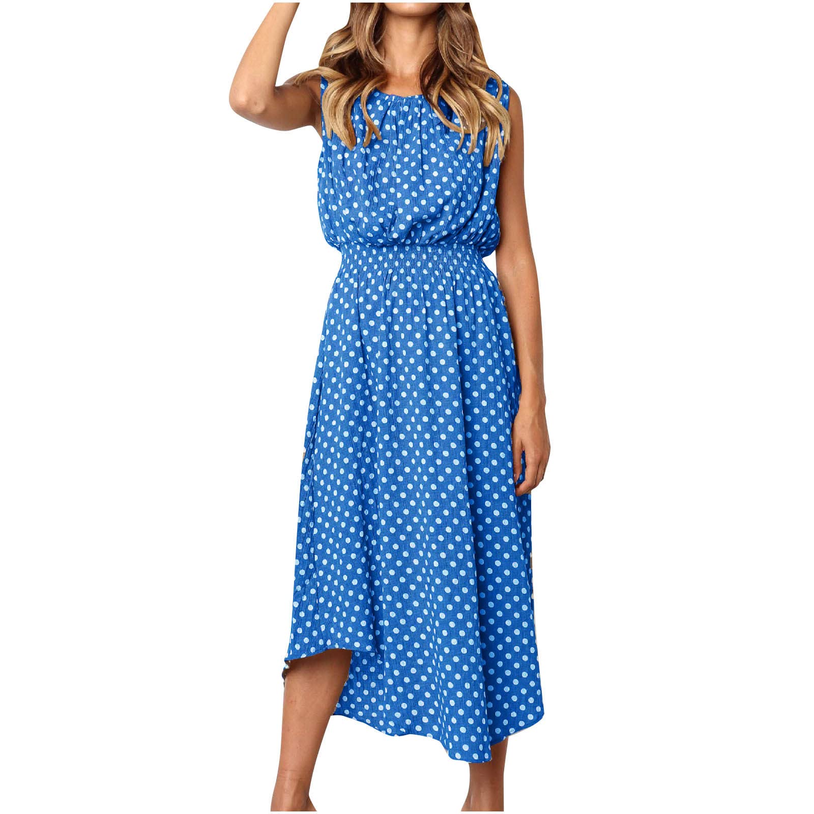 Women's Summer Dresses 2023 - Sleeveless Sexy Casual Floral Print Cold Shoulder Maxi Dress with Pockets | Beach Vacation, Party, Date Night Outfit
