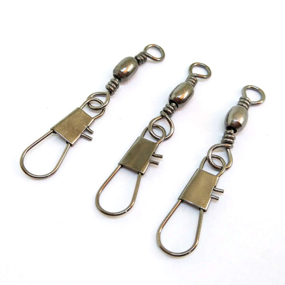 25/50/100 PCS Stainless Steel Fishing Barrel Swivels with Interlock Snap - Corrosion Resistant Saltwater & Freshwater Fishing Gear - Perfect for Bass, Trout, and Carp Fishing