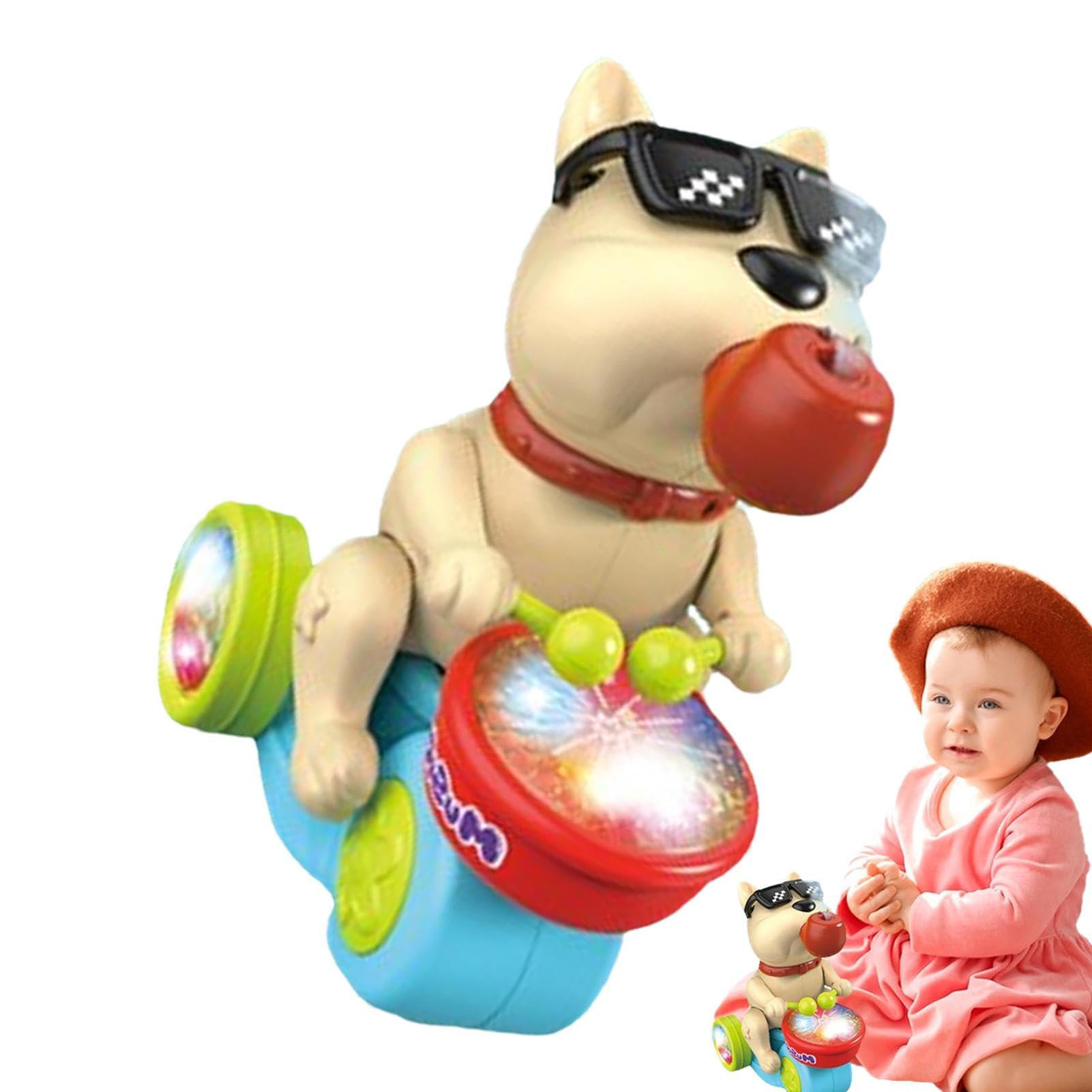 **Interactive Light-Up Drumming Dog Toy - Early Educational Musical Toy for Kids & Pets - Fun Spraying Drum with Sound & Lights - Perfect for Playtime, Learning & Pet Training**