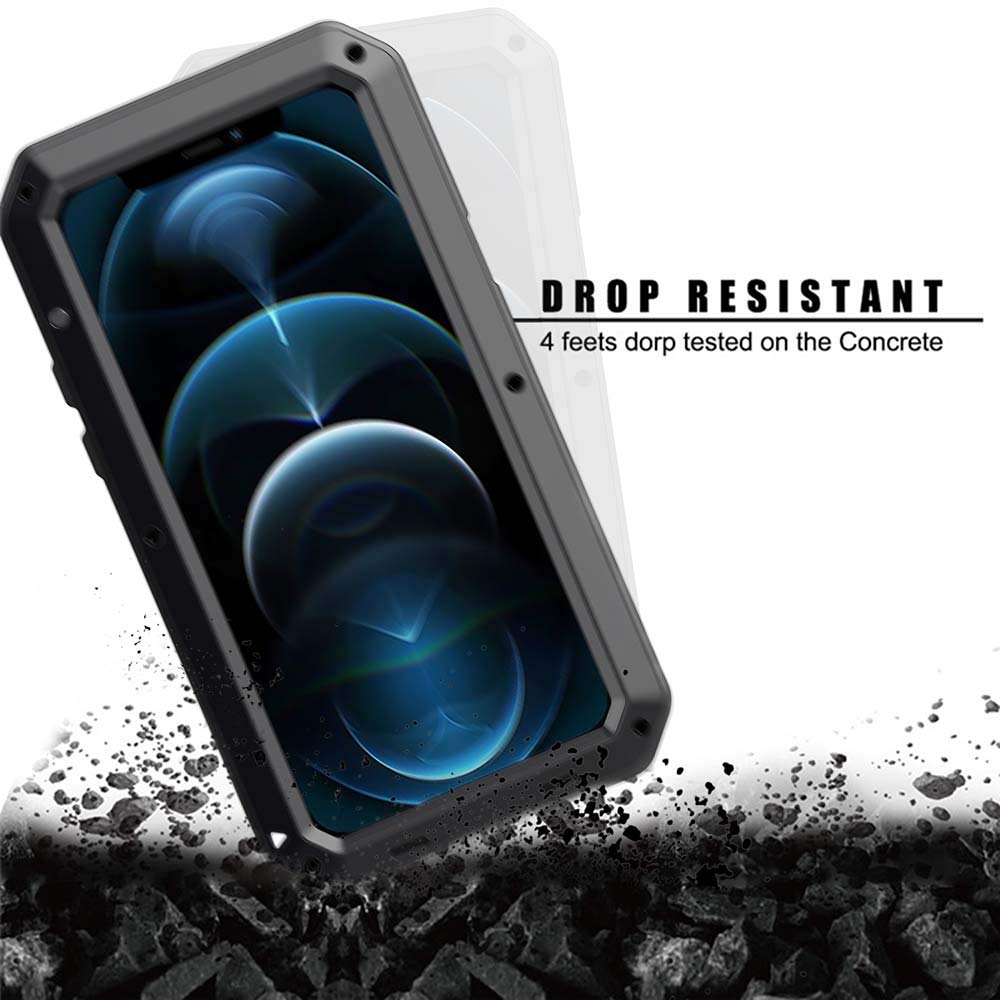 **Amever Heavy Duty Shockproof iPhone 12 Pro Max Case – 360° Full Body Protection, Aluminum Metal Frame & Built-in Screen Protector – Tough Armor Design for iPhone 12 Pro Max 6.7