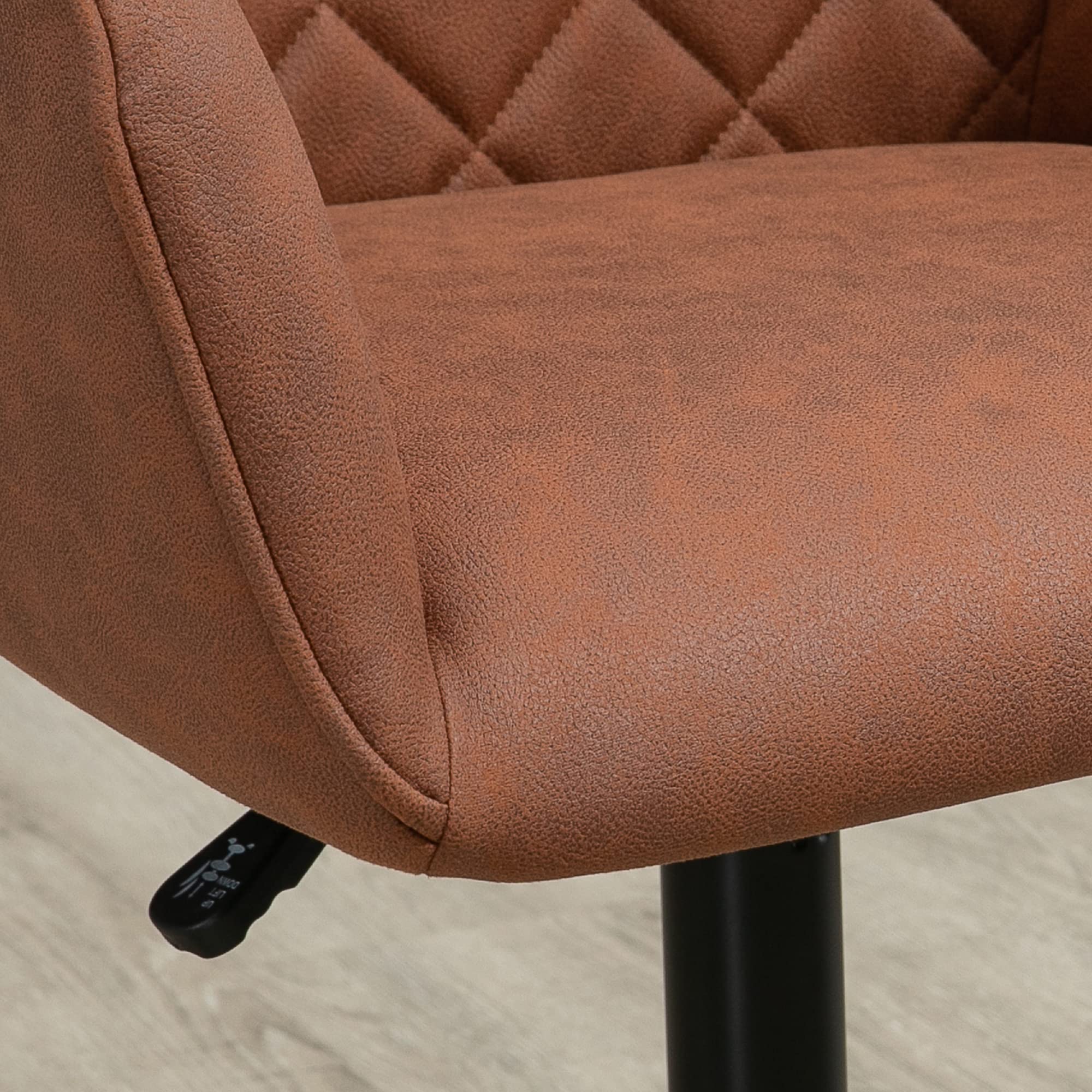 Vinsetto Mid Back Modern Home Office Chair - Adjustable Height Swivel Computer Desk Chair with Microfiber Upholstery, Diamond Stitch Design & Padded Armrests (Brown) - Perfect for Home Office, Gaming & Study Workspaces