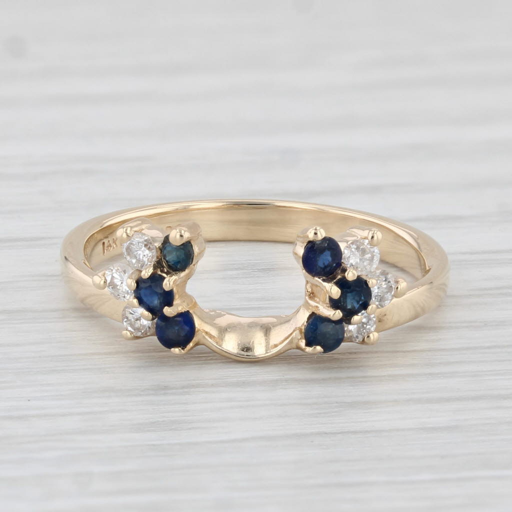 0.46ctw Blue Sapphire and Diamond Ring Enhancer - 14K Yellow Gold Size 6.5 - Perfect for Wedding Bands, Anniversary Gifts & Bridal Jewelry