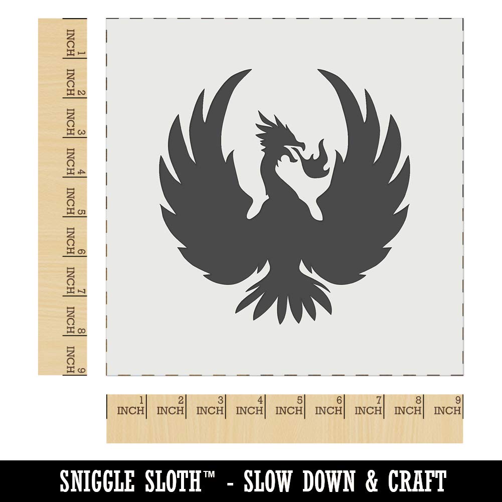 Fire Phoenix Bird Rising Wall Cookie DIY Craft Reusable Stencil - 9.0 Inch for Baking, Cake Decorating, and Art Projects