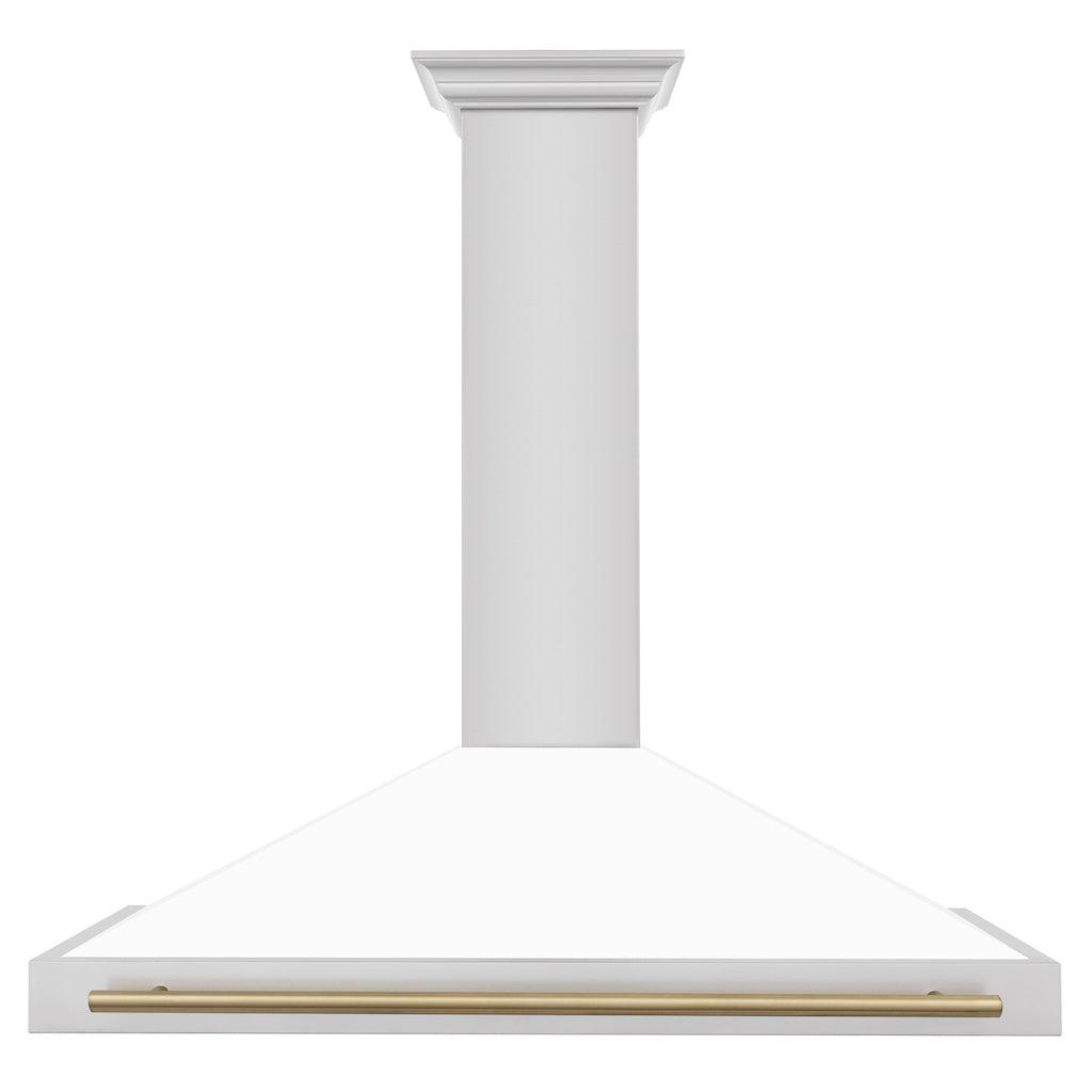 ZLINE KB4STZ Autograph Edition Convertible Stainless Steel Range Hood - White Matte Shell with Champagne Bronze Accents | Professional Kitchen Ventilation for Modern Homes