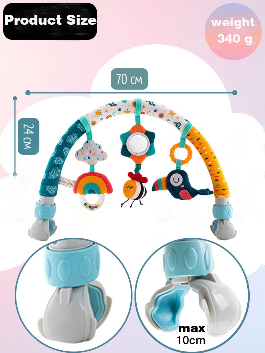 Paul Hamilton Baby Stroller Arch Toys - Adjustable Hanging Toys for Crib, Stroller & Car Seat | Interactive Bouncer Toy Bar & Bassinet Mobile | Perfect Baby Shower Gift (Bee Design) - Ideal for Playtime, Travel & Nursery Decor