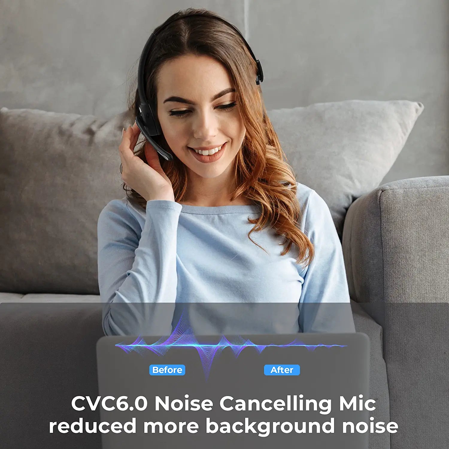 FrapCekre Bluetooth Headset with Microphone - Lightweight 1.76oz Trucker Headset with 330° Rotating Mic for Hands-Free Calls, Music & Gaming - Perfect for Truck Drivers, Office Work & Online Meetings