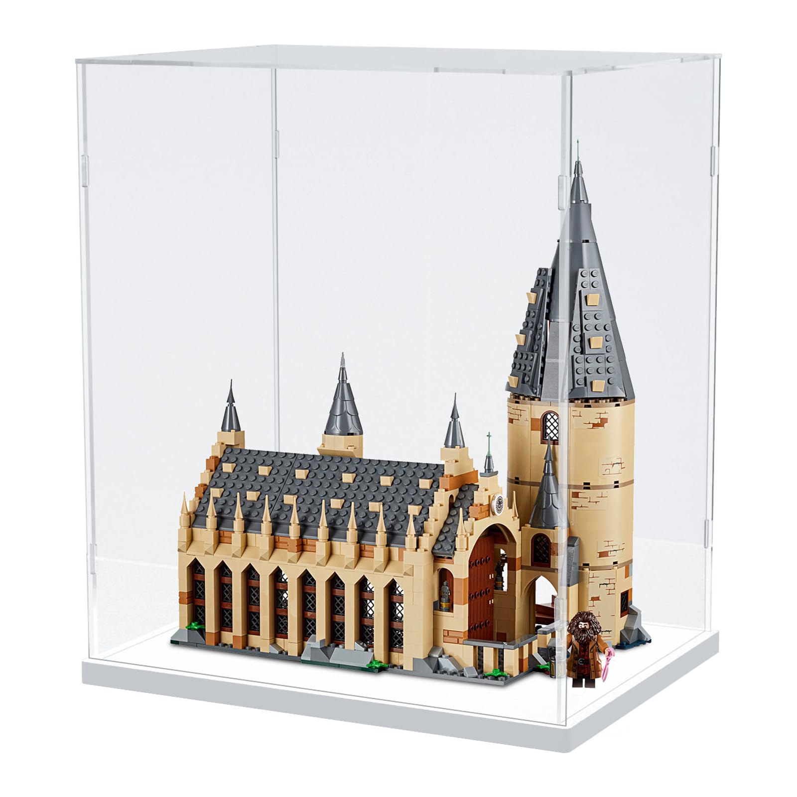 Choowin Thickened Clear Acrylic Display Case for Lego Sets 75954 71765 71395 43225 - Dustproof Showcase for Collectibles, Action Figures & Model Toys with White Base - Perfect for Countertop Display, Home Decor & Gift Presentation