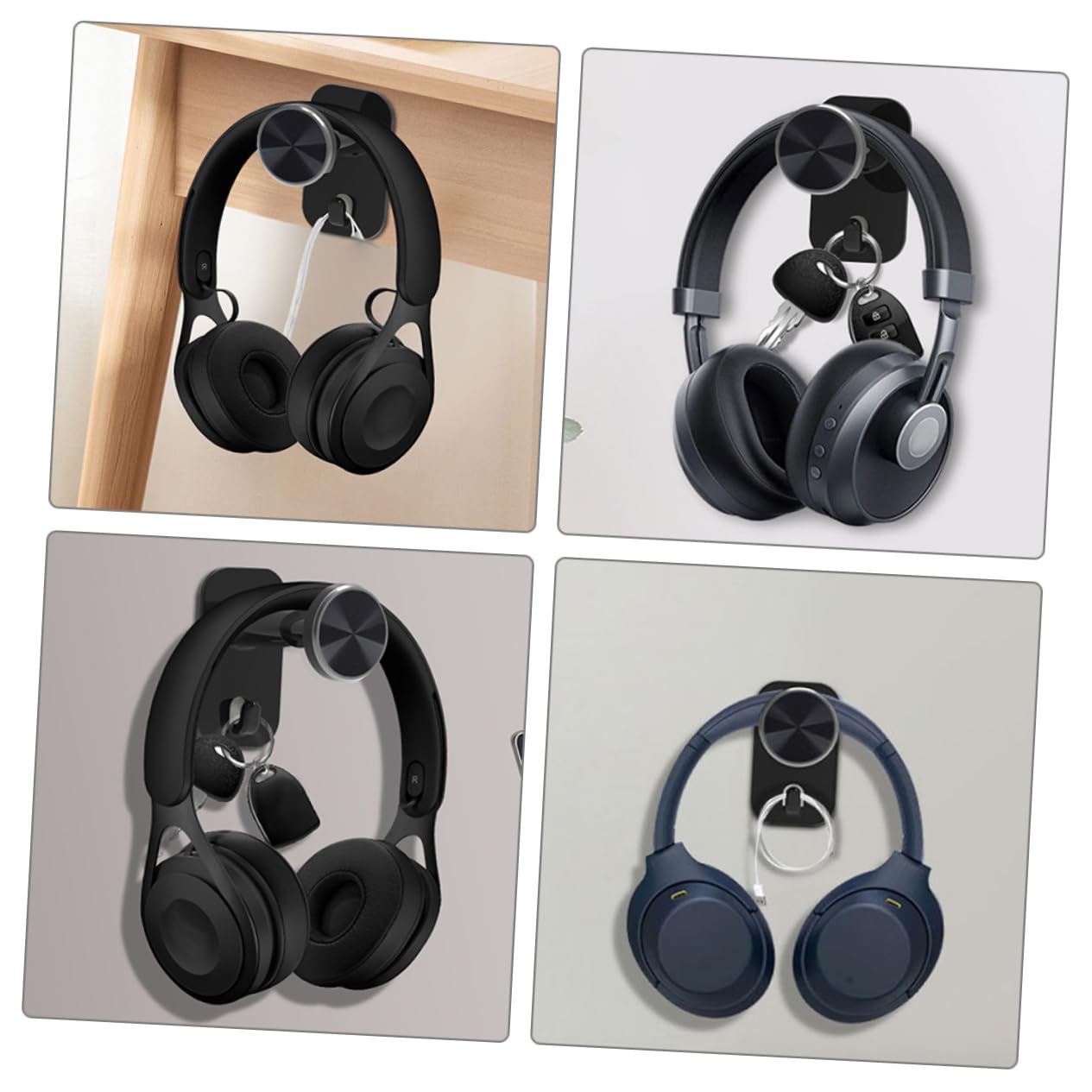 HOOTNEE Headphone Wall Mount - Easy Stick-On Headset Hanger for Over-Ear & On-Ear Headphones - Flexible & Space-Saving Organizer for Office, Study Room, Gaming Setup & Home Use