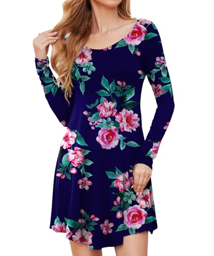 Pink Flower Navy Blue-1