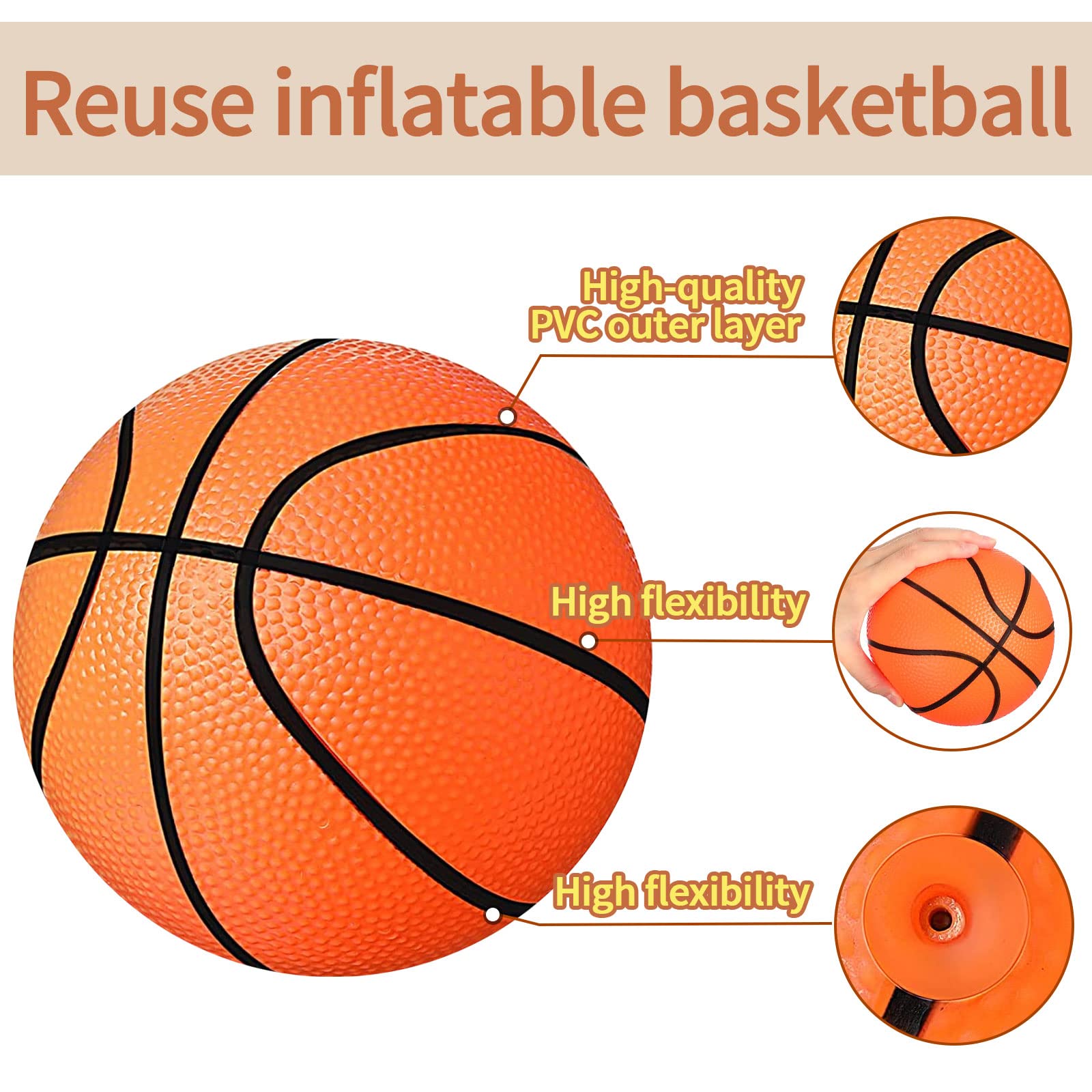 Hymaz 36 Pcs 4 Inch Mini Basketballs for Kids - Inflatable Sports Toys for Pool, Beach & Party Games