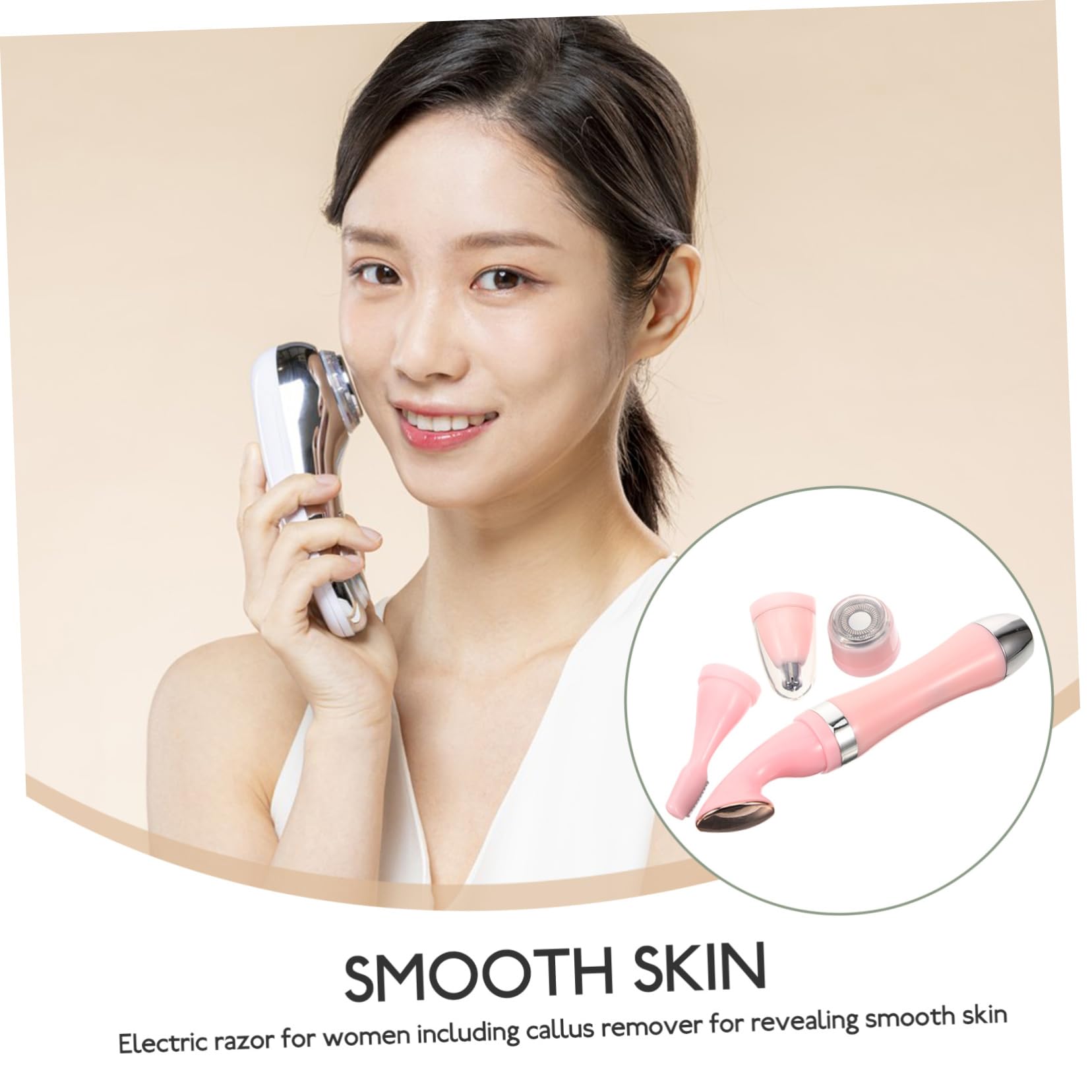 FRCOLOR 4-in-1 Pink Electric Razor for Women - Rechargeable Hair Remover & Shaver for Legs, Arms, Bikini Line & Underarms - Smooth Skin at Home or Travel