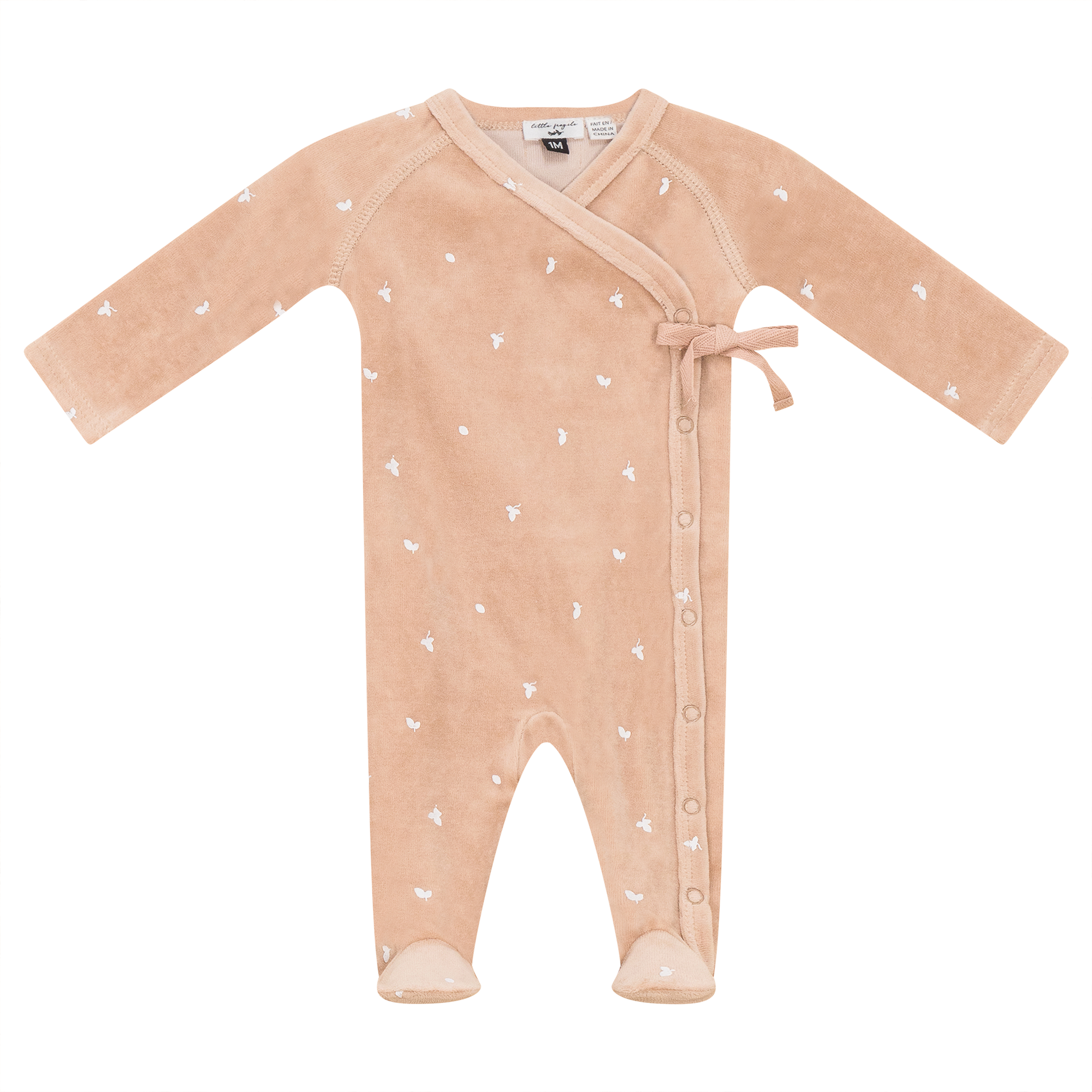 Soft Cotton Velour Leaf Print Baby Onesie - Cozy & Stylish Outfit for Newborns & Toddlers - Perfect for Playtime, Lounging & Photo Shoots