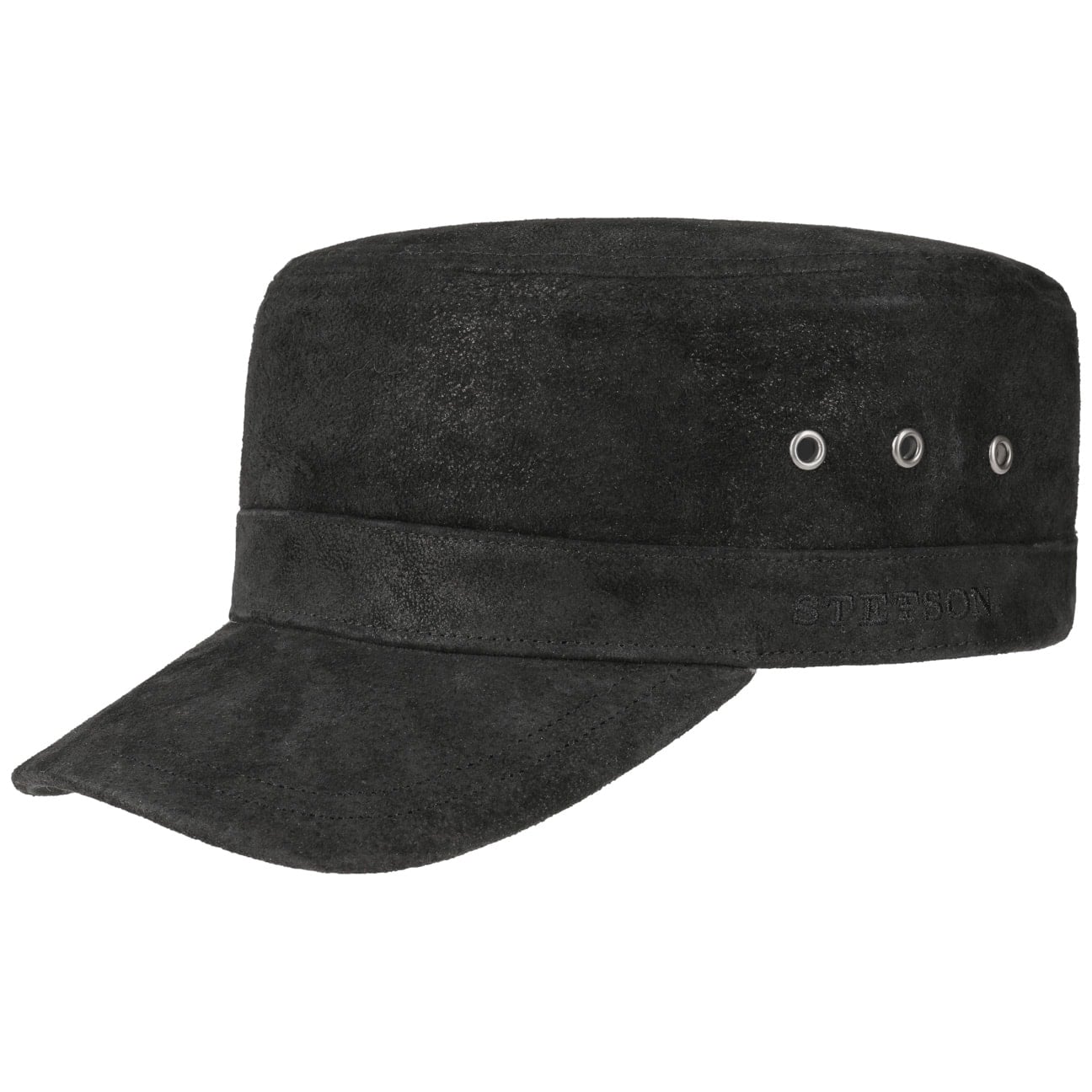 Stetson Raymore Pigskin Army Cap - Military Style Hat for Men, Vintage Leather Baseball Cap - Perfect for Outdoor, Hiking, and Casual Wear