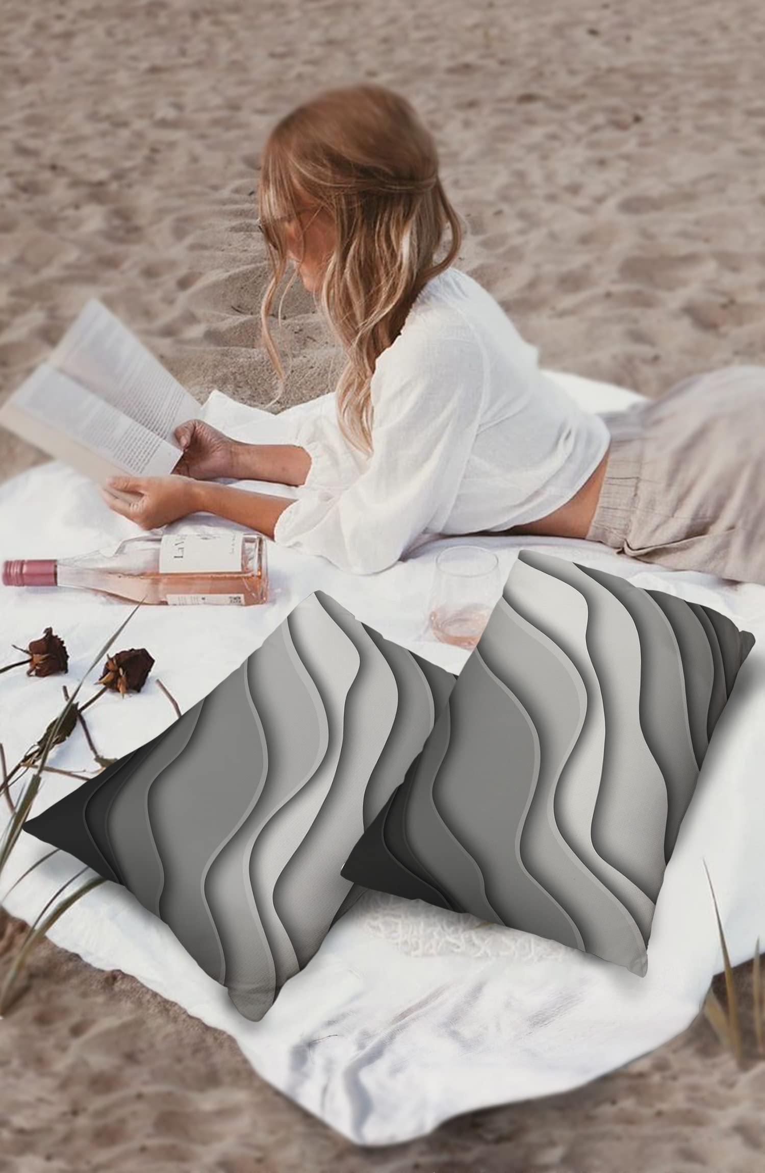 Waterproof Outdoor Throw Pillow Cover Set of 2 - Gray Modern Geometric Lumbar Pillowcases 20x12 Inches, Abstract Beach Decor for Patio Furniture, Couch & Garden - Perfect for Outdoor Living, Poolside Lounging & Coastal Home Decor