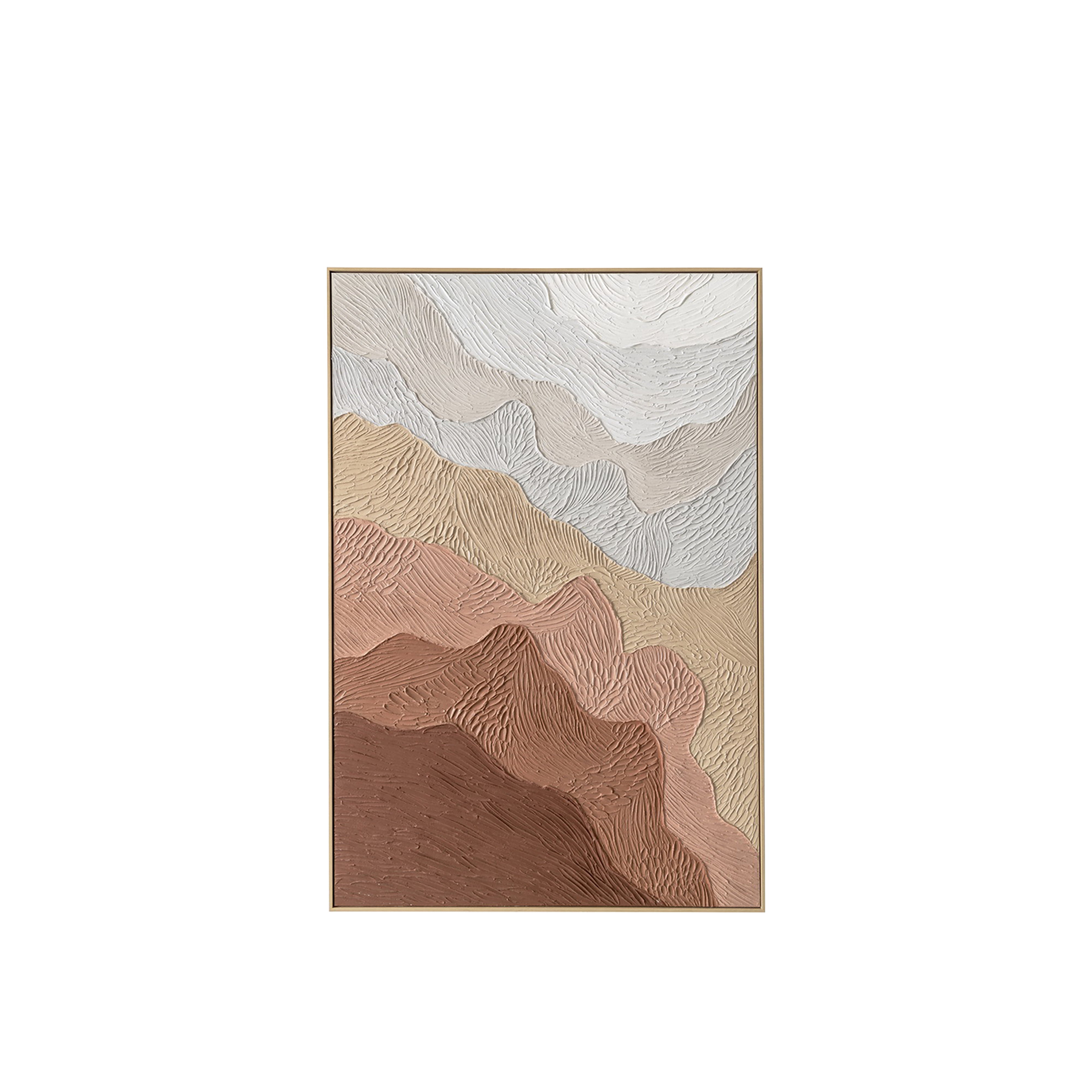 Urban Style Brushmarks Oil Painting Textured Ochre Ripples - Handmade Canvas Wall Art for Living Room, Bedroom & Office Decor