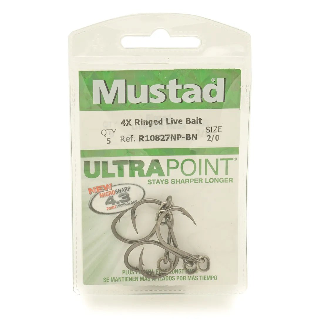 Mustad R10827 4X Ringed Hoodlum Fishing Hooks - Heavy Duty Saltwater & Freshwater Hooks for Bass, Pike, and Musky Fishing
