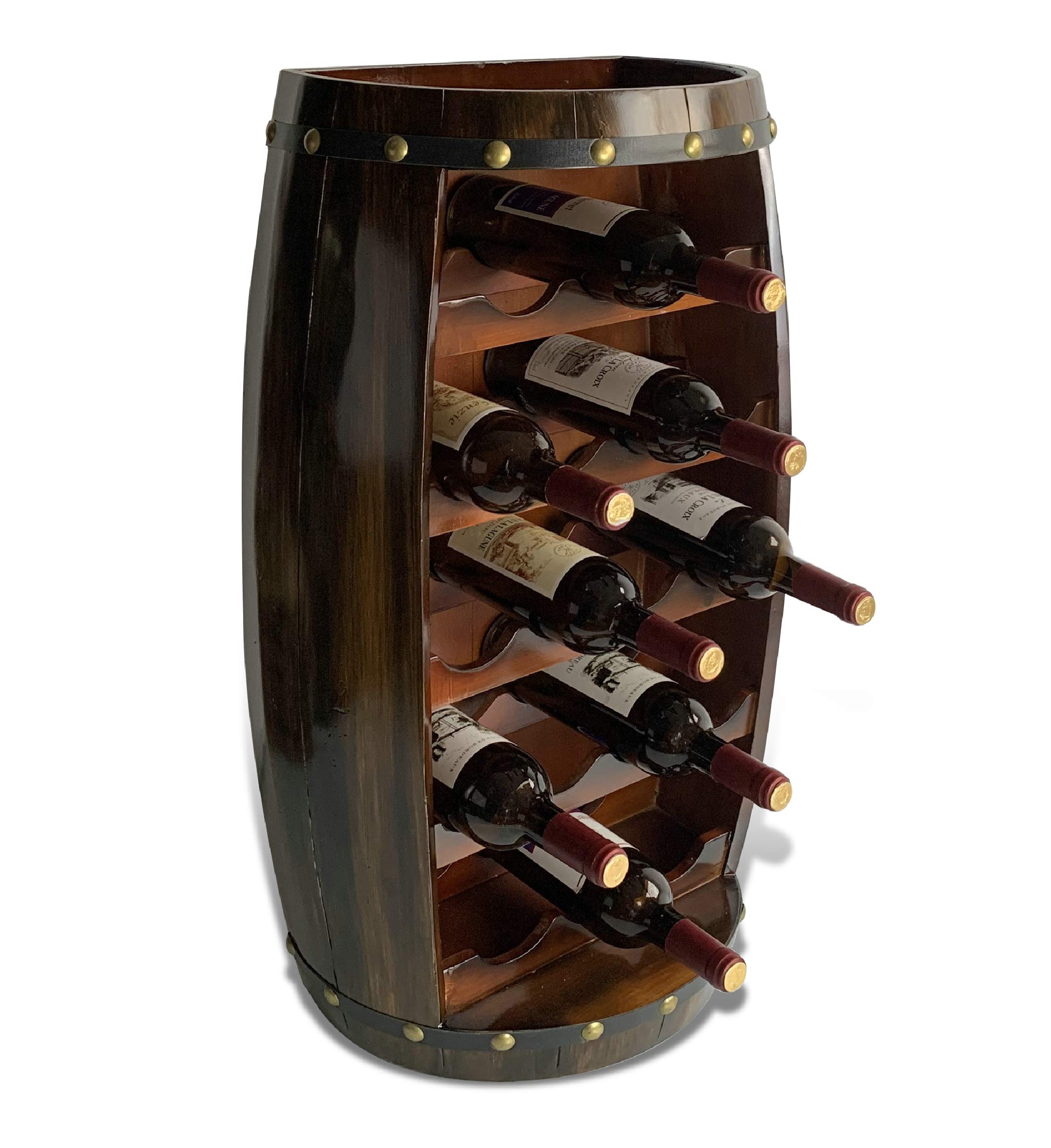CoTa Global Alexander 18-Bottle Wooden Wine Rack - Rustic Free Standing & Wall Mountable Wine Storage Shelf with Glass Holder | Perfect for Home Bar, Kitchen, Dining Room, and Wine Cellar Organization