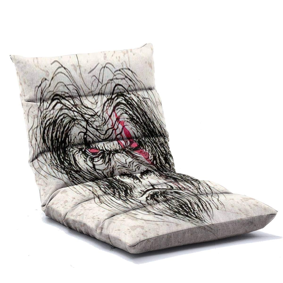 Adjustable Memory Foam Floor Chair - Gorilla Art King Kong Sketch Face Design - Folding Sofa Lounge for Adults - Perfect for Home, Office, Reading, Watching TV & Gaming - Comfortable Zoo Animal Themed Seating Solution