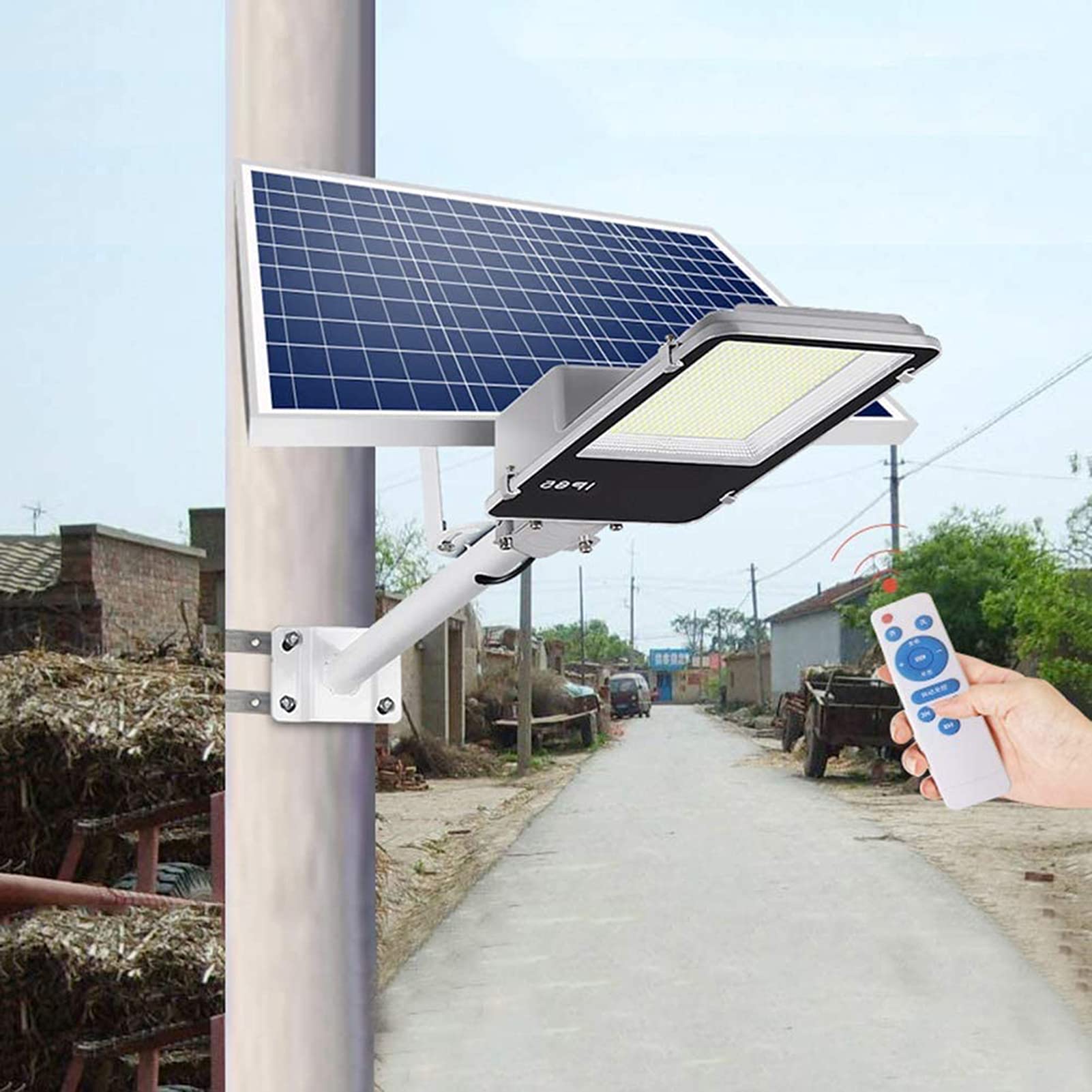 5000W Solar Street Lights Outdoor - Super Bright LED Solar Powered Commercial Street Light with Remote Control, IP67 Waterproof, Dusk to Dawn Sensor - Perfect for Parking Lots, Pathways, and Backyard Security Lighting
