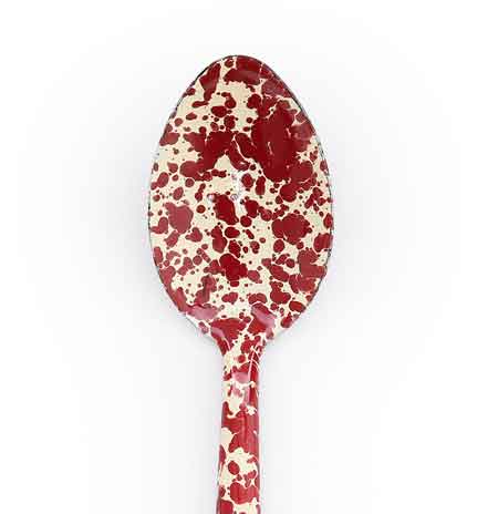 12-Piece Burgundy on Cream Serving Spoon Set - Elegant Tableware for Dinner Parties, Buffets, and Holiday Gatherings