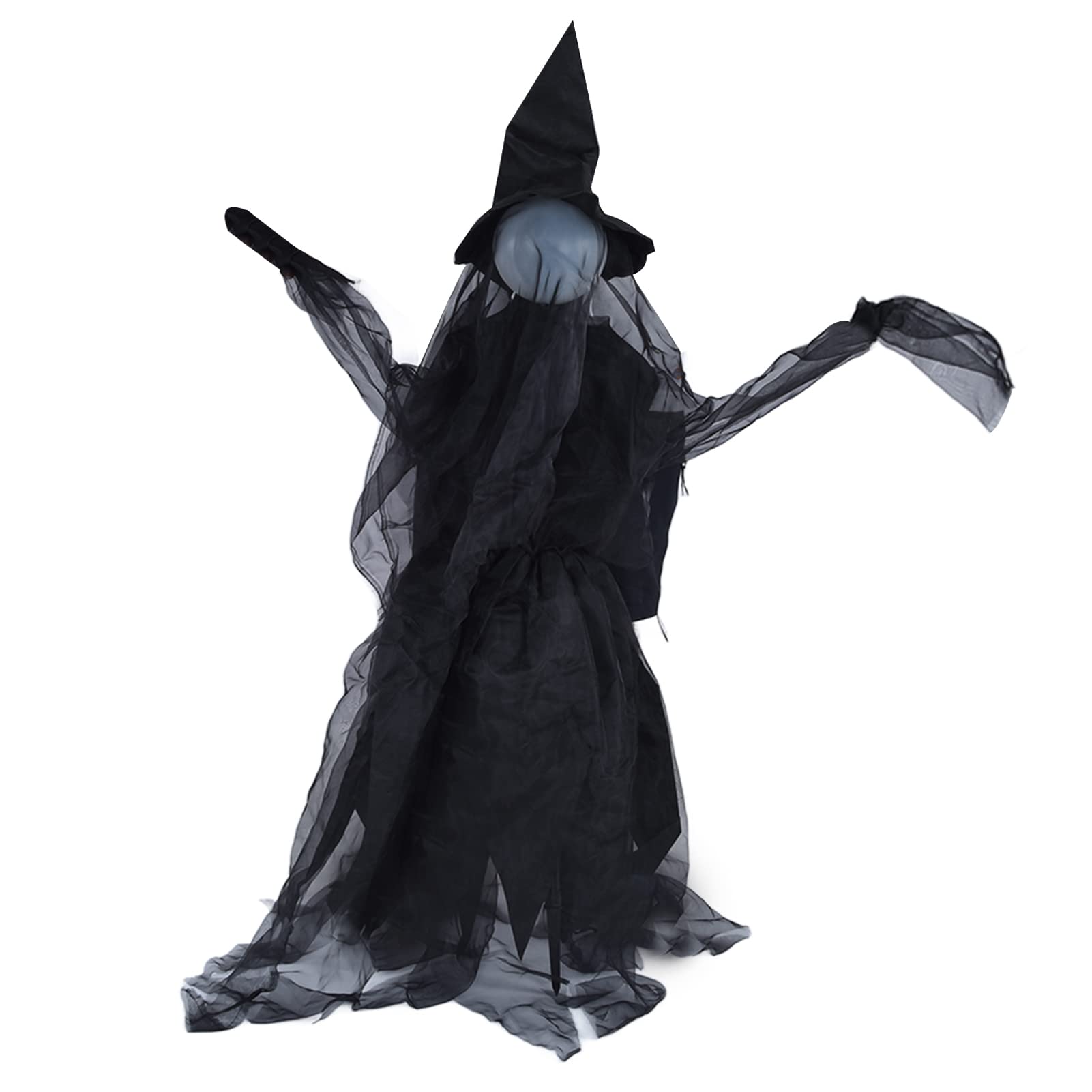 LED Halloween Witch Light Decoration with Sound Effects - Outdoor Halloween Yard Decor for Garden, Lawn, and Patio - Spooky Party Lighting for Trick or Treat