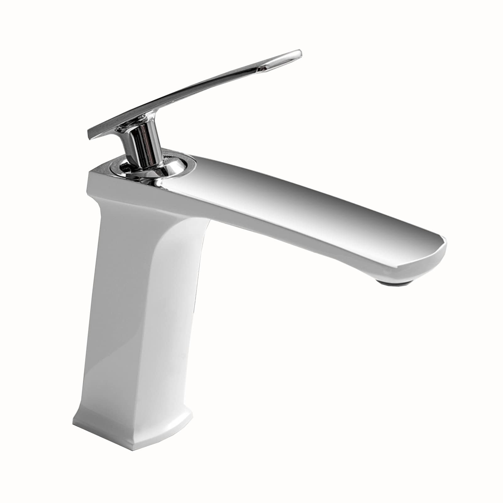 BiaoTeng Single Hole Bathroom Sink Faucet - Premium Brass Basin Faucet in Matte Black & White - Perfect for Modern Vanities, Powder Rooms & Guest Bathrooms