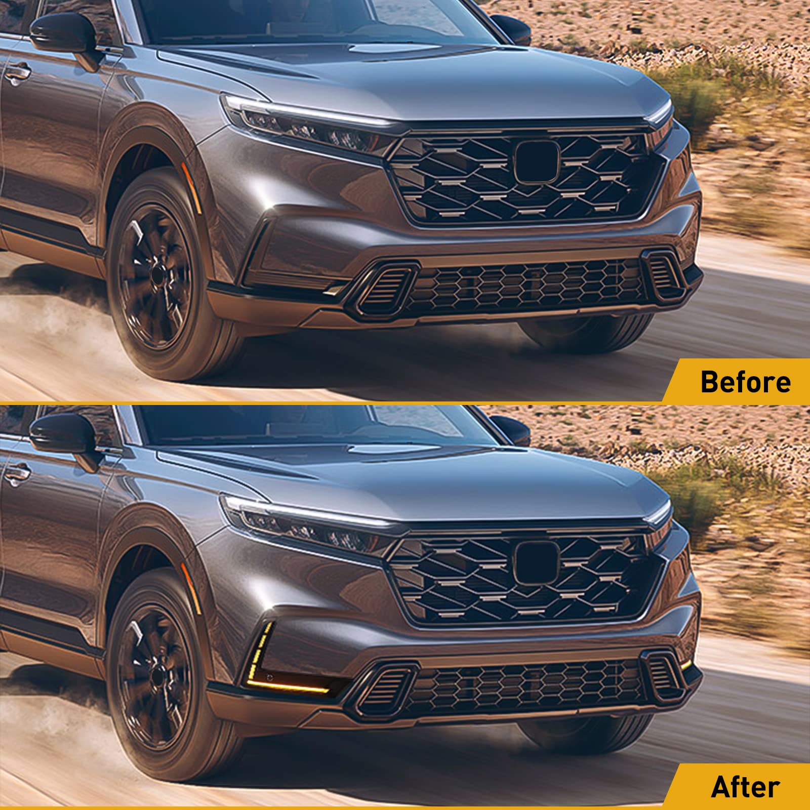 2023-2024 Honda CR-V LED Daytime Running Lights with Tri-Color Options & Sequential Turn Signals - DRL Fog Lamps with Bezel for Enhanced Visibility & Style (Perfect for City Driving, Night Safety & Custom Car Mods)