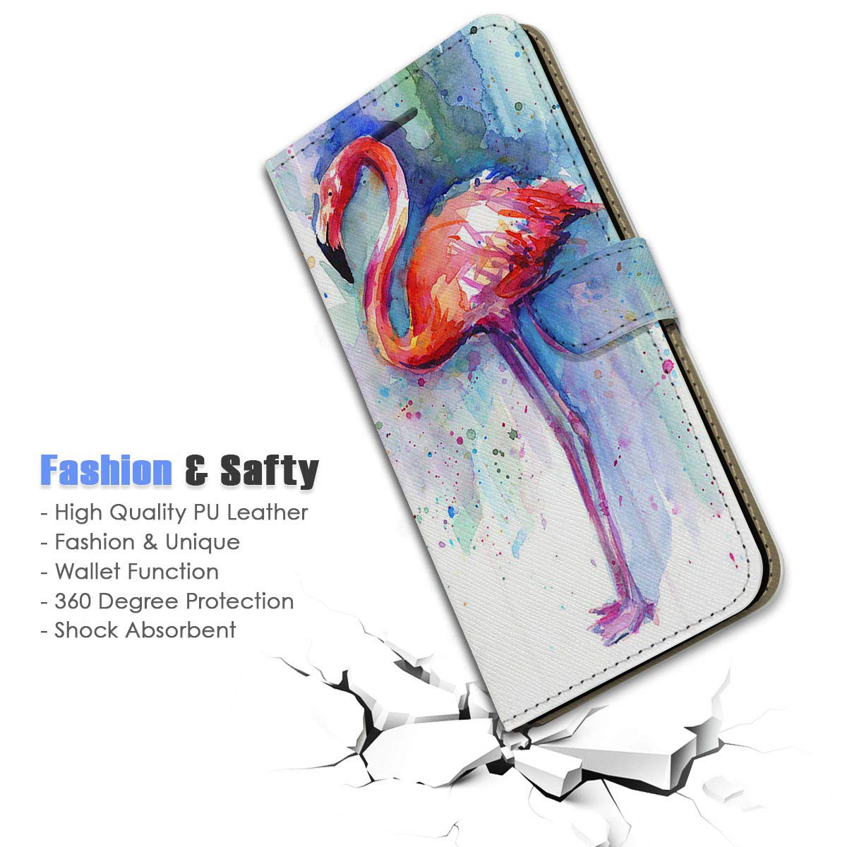 Premium Flip Wallet Phone Case for iPhone 12 Pro Max - Slim Protective Cover with Card Slots (A21758 Flamingo Design) | Perfect for Everyday Use, Travel & Business Meetings