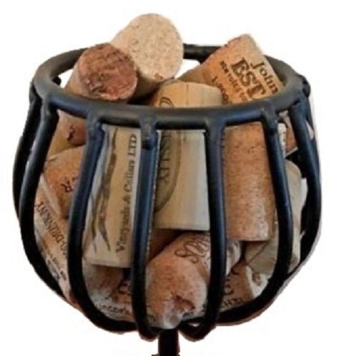 Wrought Iron Wine Cork Holder - Elegant Glass Storage Rack for Kitchen & Bar Decor | USA Made