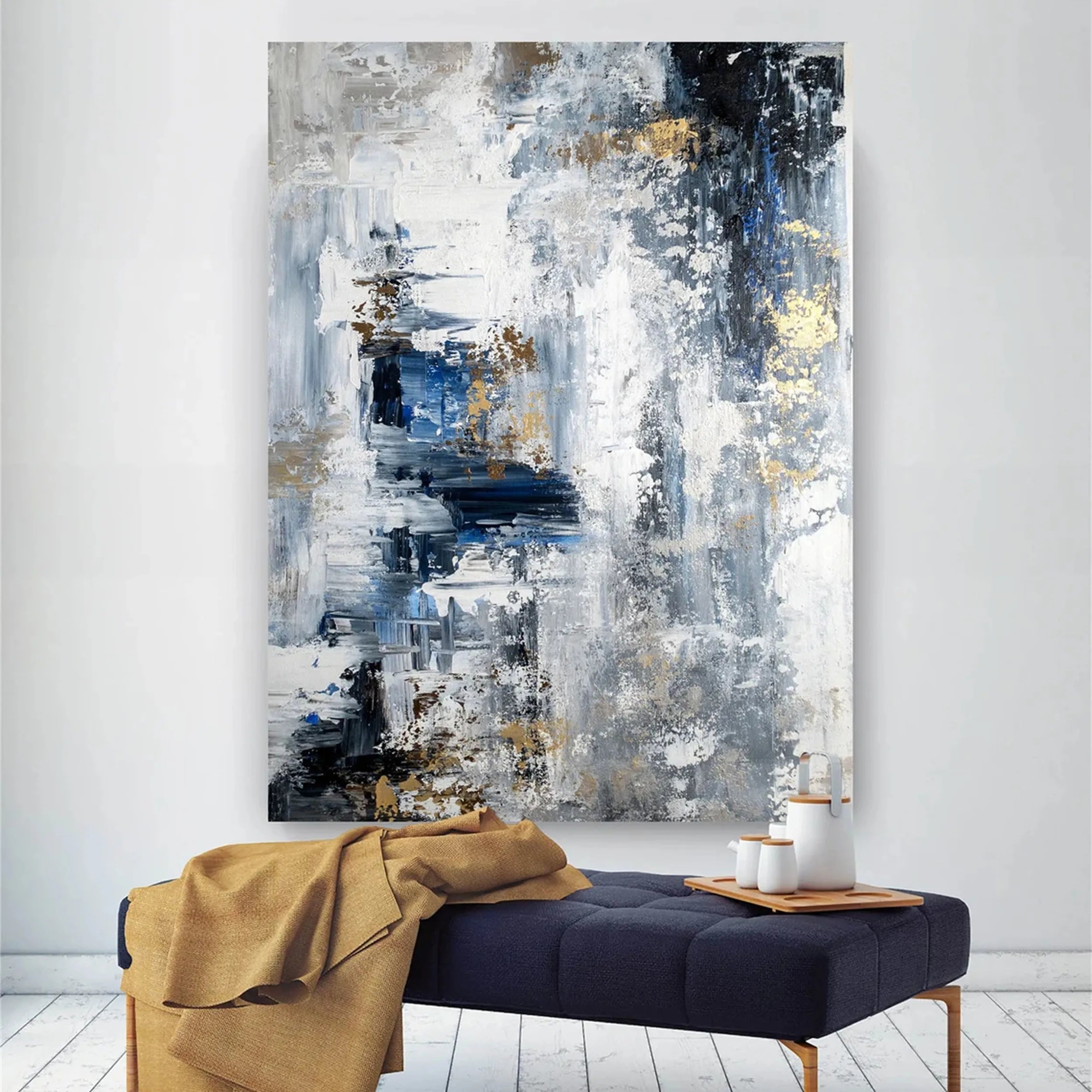 Blue & Green Abstract Wall Art Canvas Print #BG075 - Modern Home Decor for Living Room, Bedroom & Office