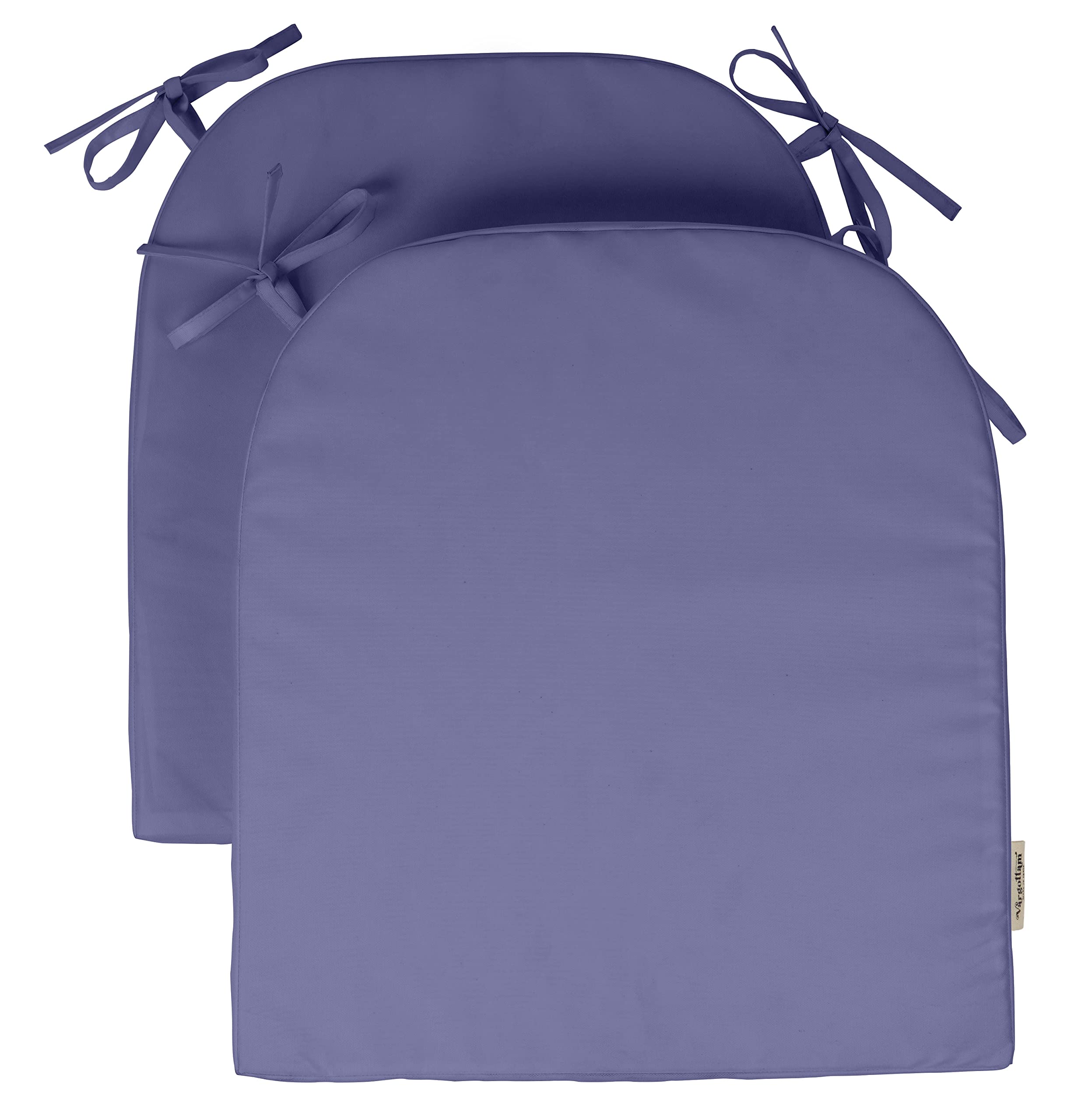 Premium Indoor/Outdoor Chair Cushions Set of 2 - 16x18 Inch Rounded Back Patio Seat Cushions with Ties for Garden, Deck & Poolside Furniture - Water-Resistant & Comfortable Purple Cushions for Lounge Chairs, Dining Chairs & Outdoor Seating