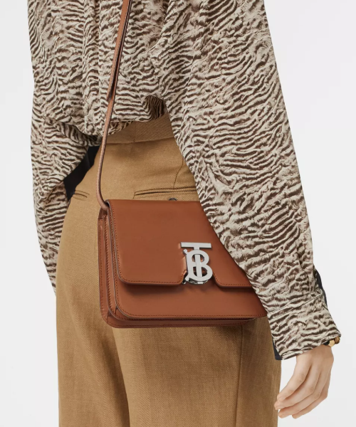 Burberry Small Leather TB Bag in Brown - Luxury Crossbody Bag for Women, Perfect for Work, Travel & Everyday Use