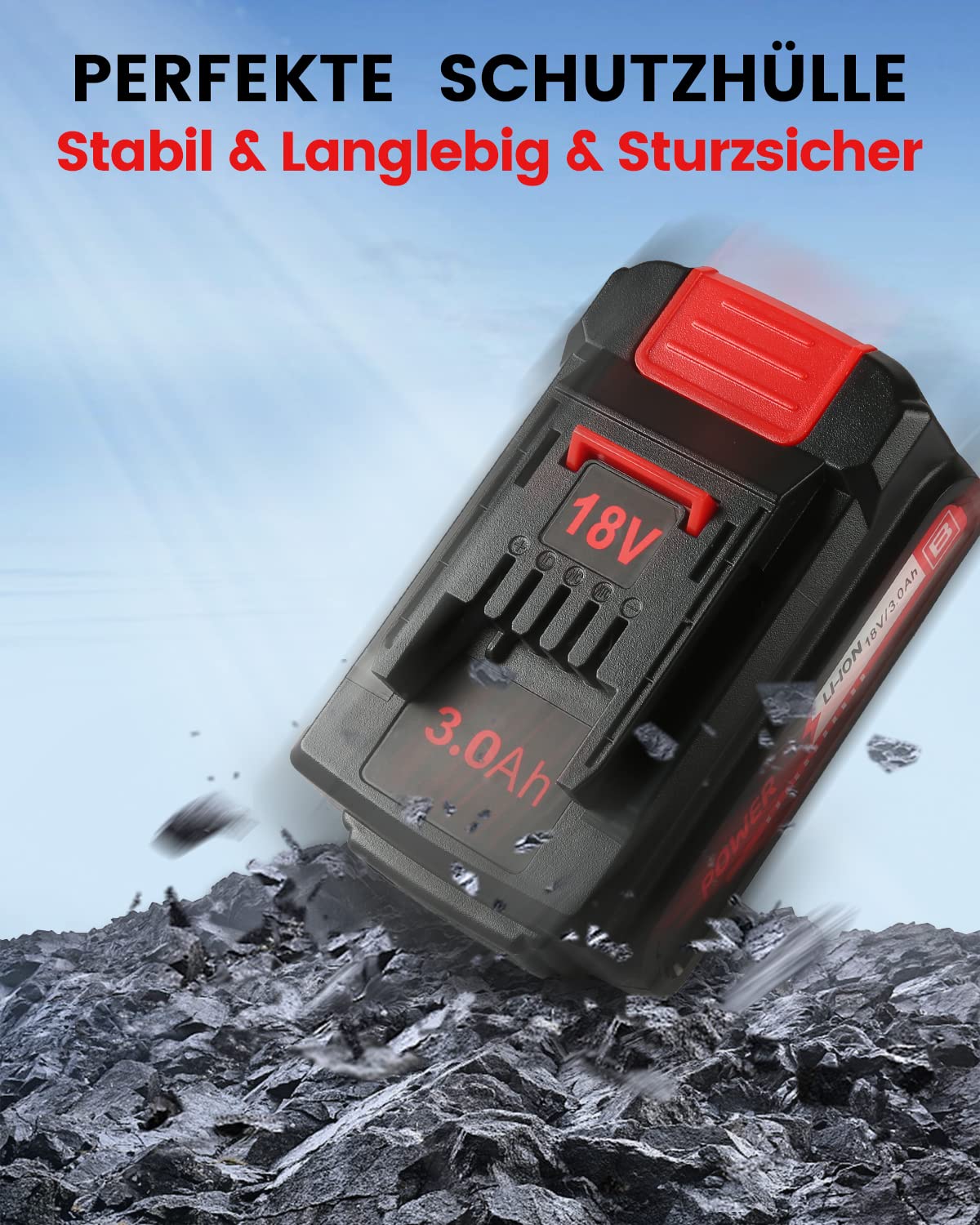 Bsioff 2-Pack 18V 3.0Ah Replacement Battery for Einhell PXC Power Tools - Compatible with All PXC Devices, Level 3 LED Display - Perfect for Cordless Drills, Saws & Garden Tools