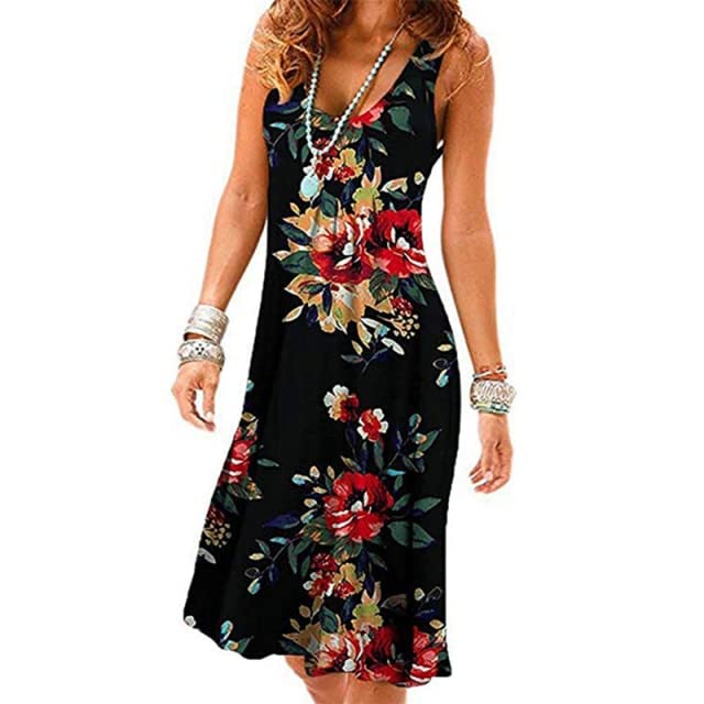 QYLYC Women's Summer Sleeveless Vest Dress - Casual Round Neck Loose T-Shirt Dress for Beach, Holiday & Party Wear | Perfect for Vacation, Outdoor Events & Daily Comfort