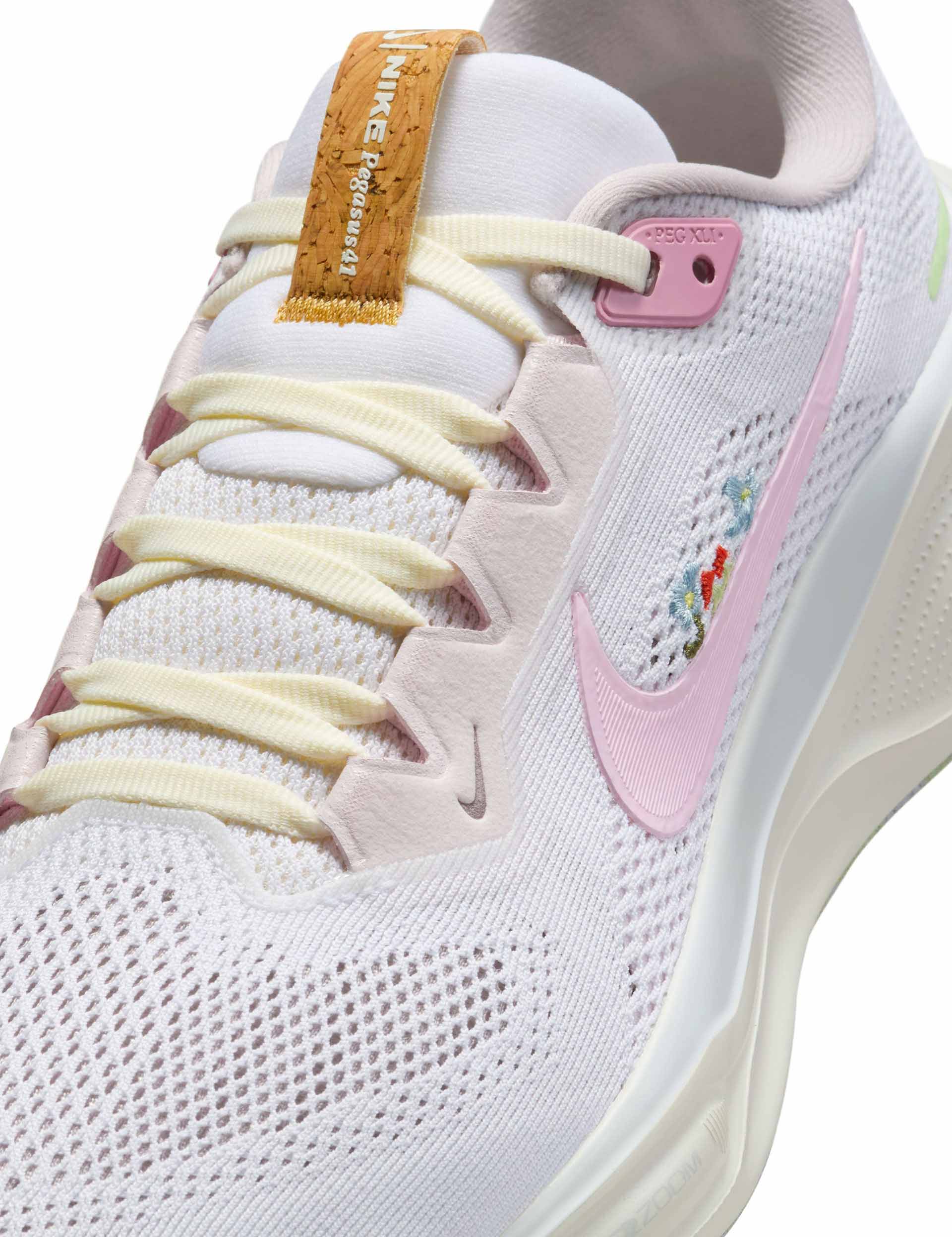 Nike Pegasus 41 Running Shoes for Women - White/Pink Foam/Sail/Football Grey | Lightweight Cushioned Sneakers for Jogging, Gym & Everyday Wear