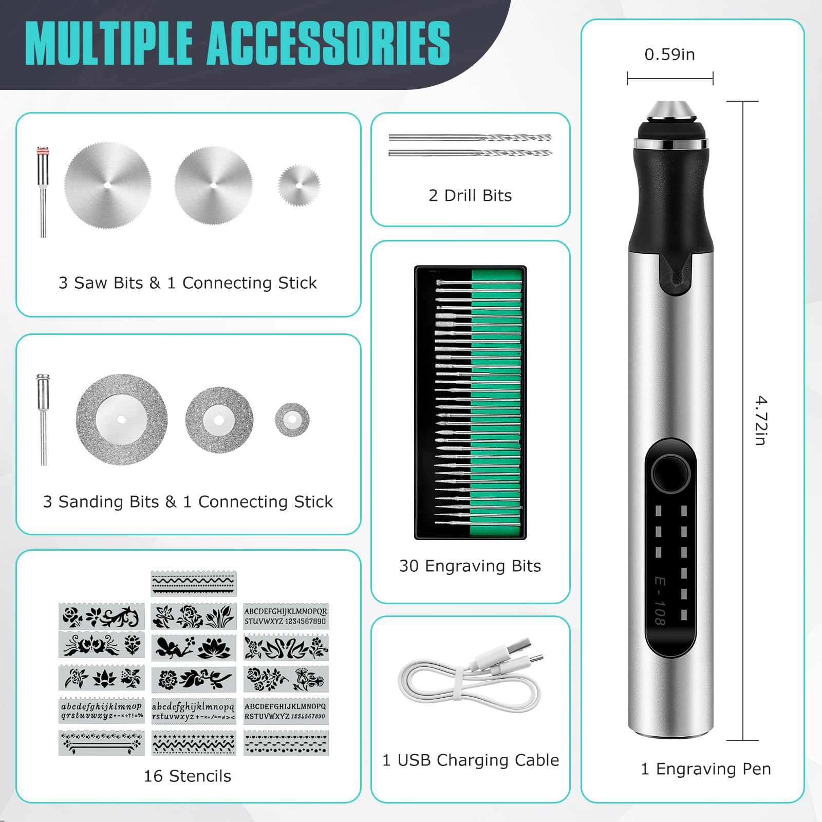 **Electric Engraving Pen Kit - USB Rechargeable Wireless Engraving Tool for DIY Jewelry, Metal, Glass, Wood, Plastic, Stone & Ceramic - Perfect for Crafts, Gifts & Personalization**