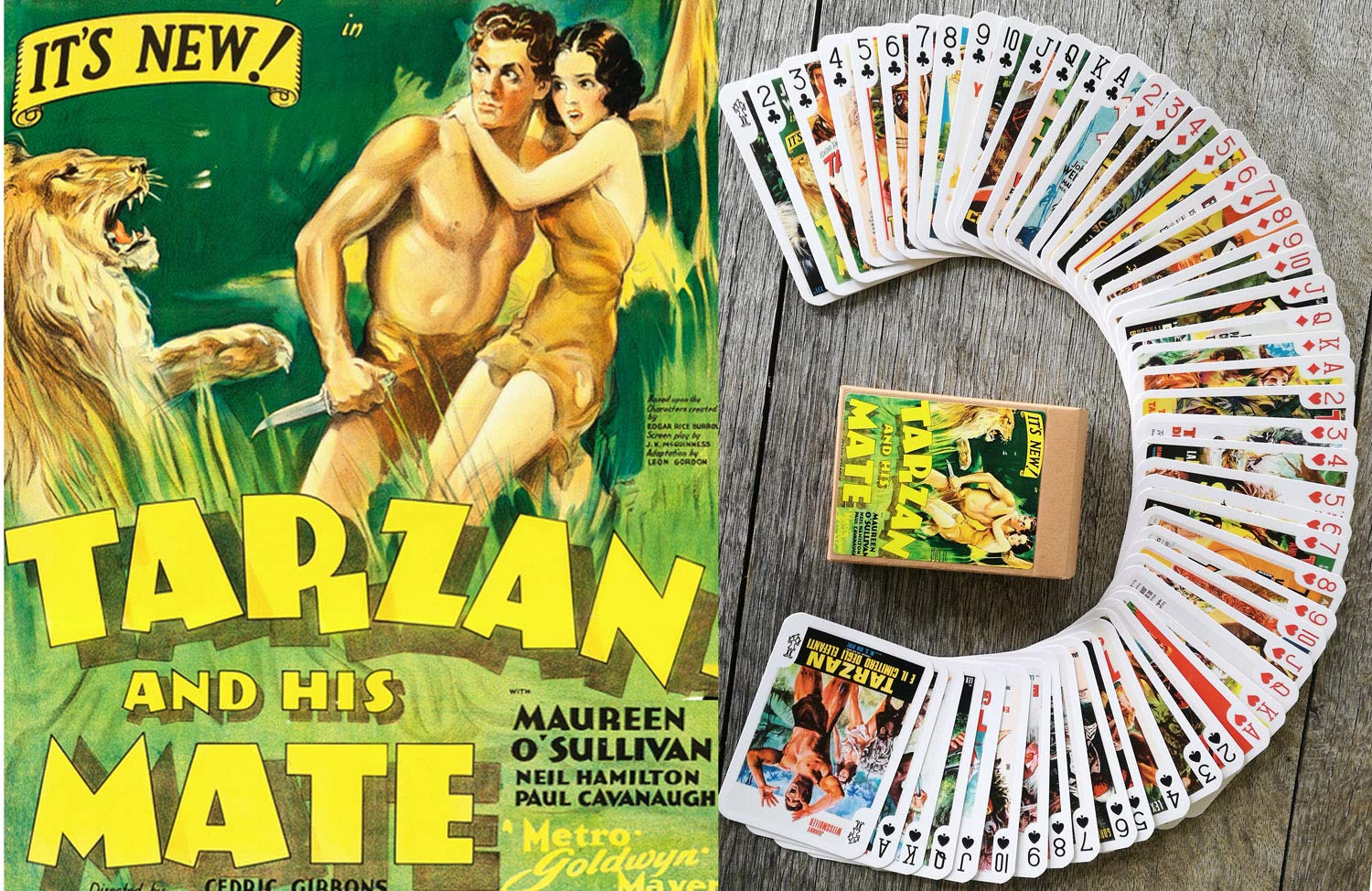 Tarzan Playing Cards - 54 Unique Vintage Action Movie Poster Poker Deck for Collectors & Game Nights - Perfect for Poker, Magic Tricks & Movie Theme Parties