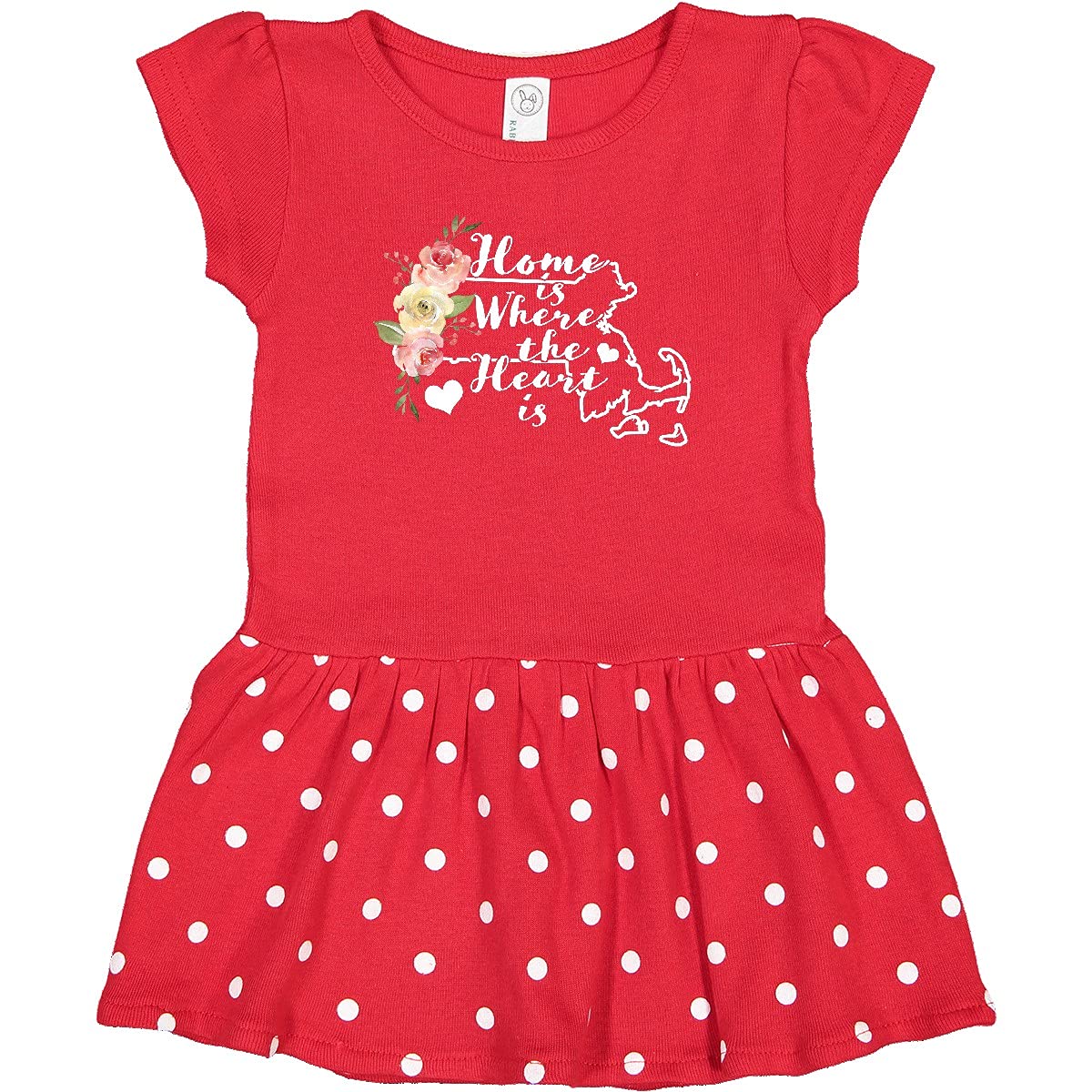 Inktastic Massachusetts Home is Where The Heart is Watercolor Print Infant Dress - Perfect for Baby Showers, Family Photos & Special Occasions