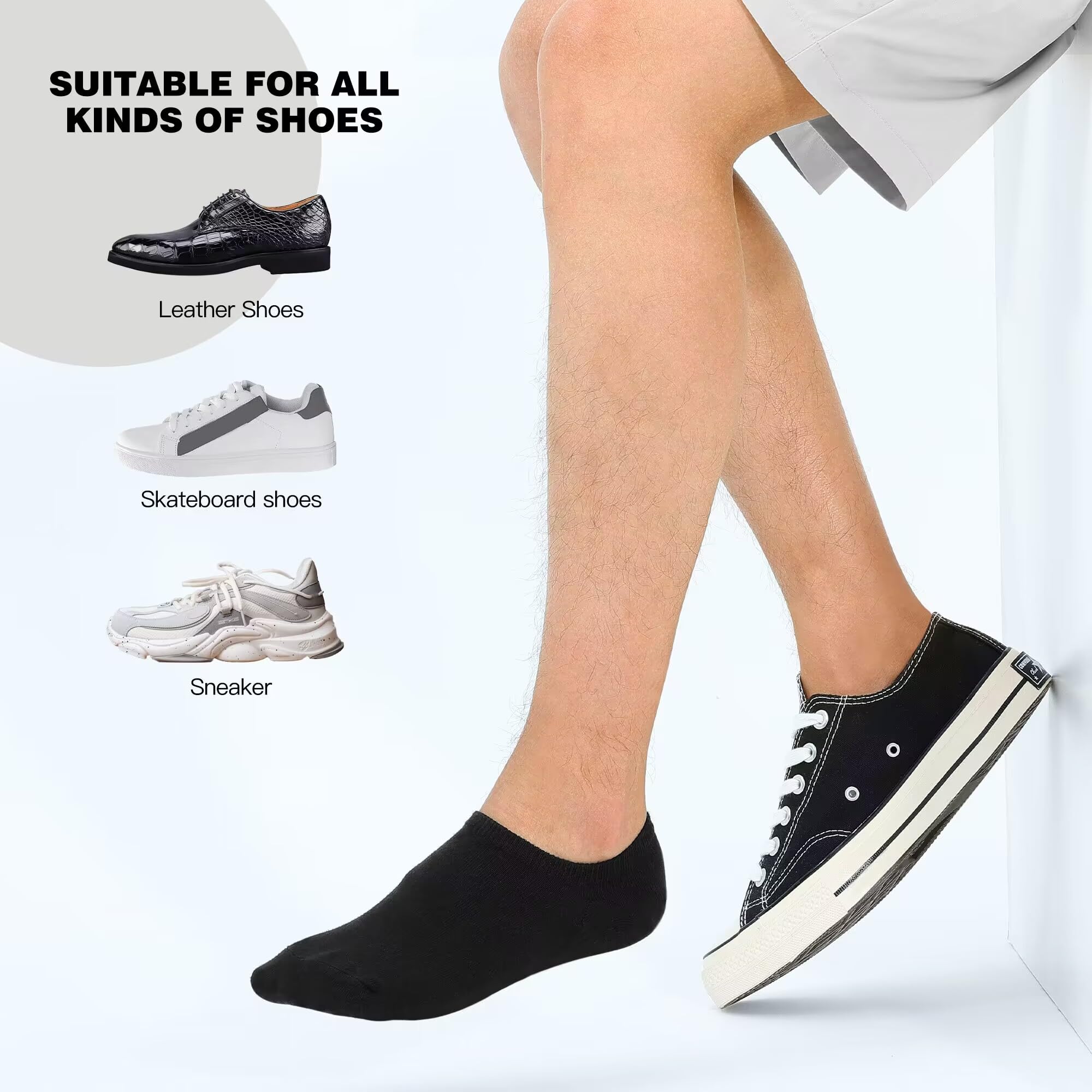 YOJOOM Men's No Show Trainer Socks - Pack of 6-9/9-12 Pairs, Low Cut Invisible Socks with Non-Slip Silicone Stripes for Running, Gym & Casual Wear